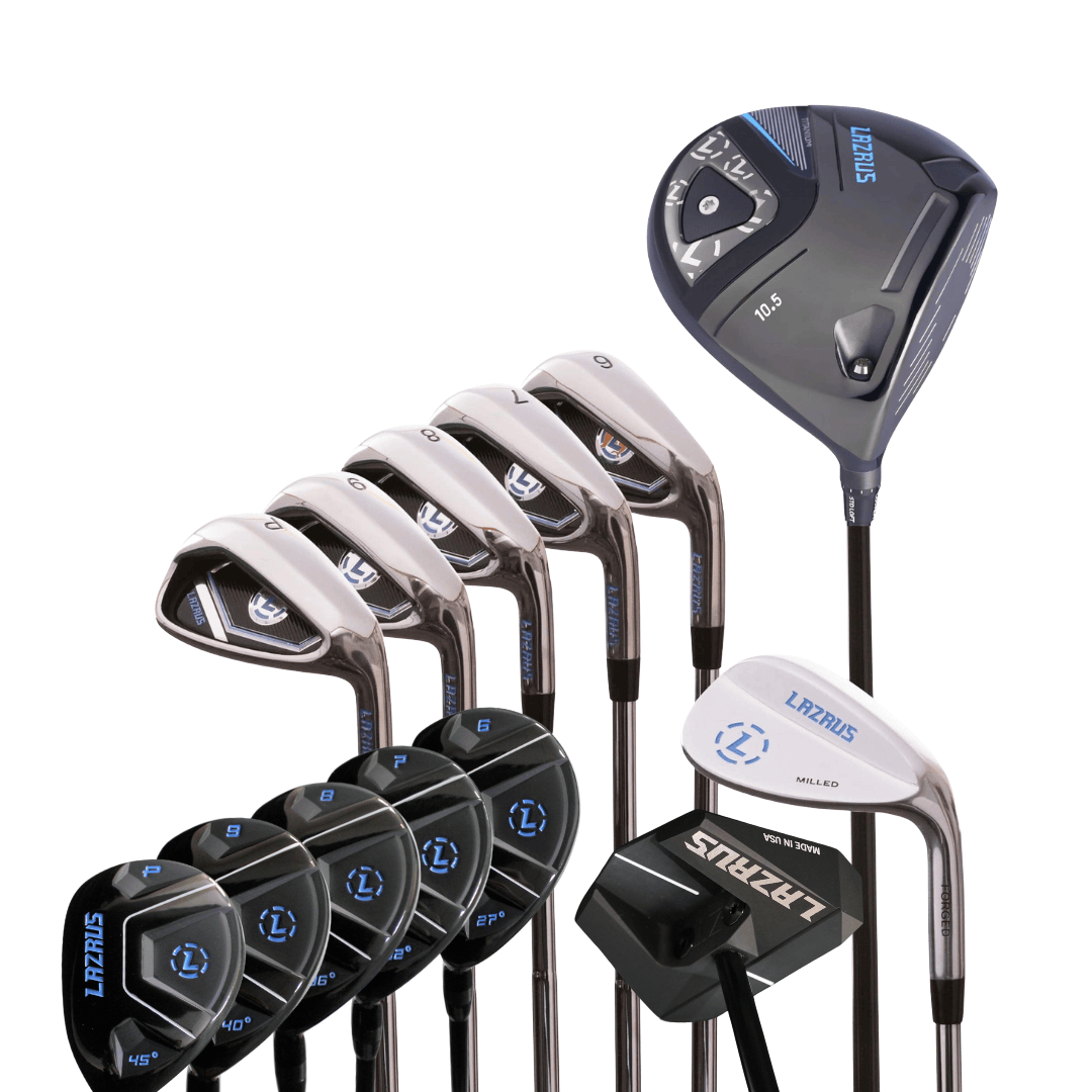 Lazrus Golf 8 pc Set - LAZ2 Driver, 6 - PW Irons or 6 - PW Hybrids, 52° Wedge, Putter - Maximum Velocity Sports
