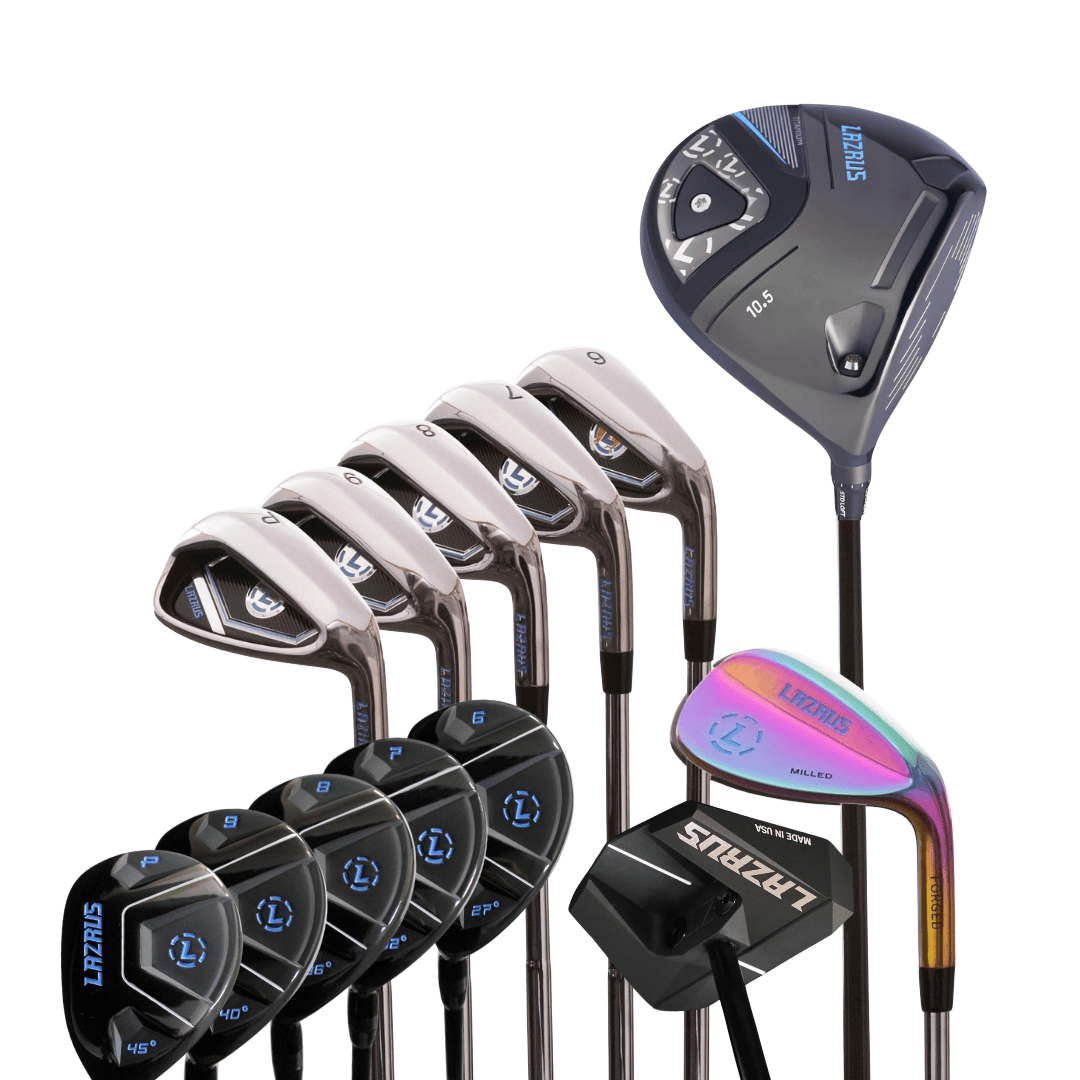 Lazrus Golf 8 pc Set - LAZ2 Driver, 6 - PW Irons or 6 - PW Hybrids, 52° Wedge, Putter - Maximum Velocity Sports