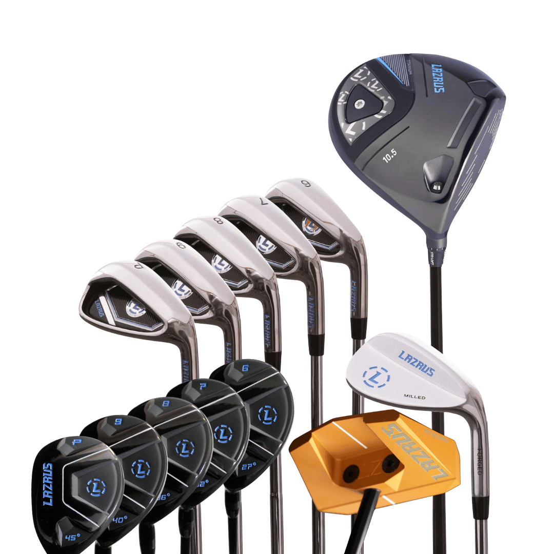Lazrus Golf 8 pc Set - LAZ2 Driver, 6 - PW Irons or 6 - PW Hybrids, 52° Wedge, Putter - Maximum Velocity Sports