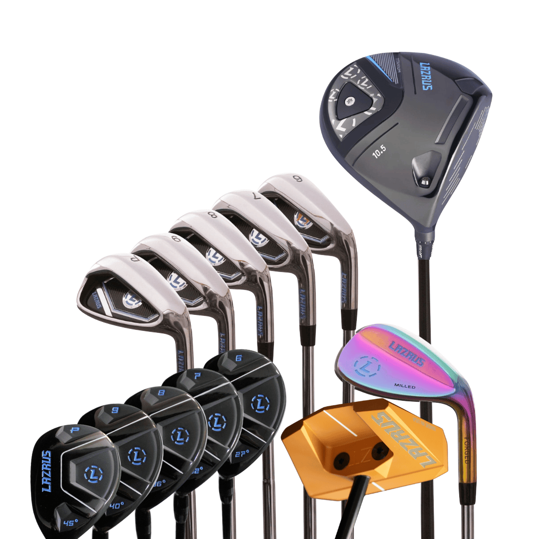 Lazrus Golf 8 pc Set - LAZ2 Driver, 6 - PW Irons or 6 - PW Hybrids, 52° Wedge, Putter - Maximum Velocity Sports