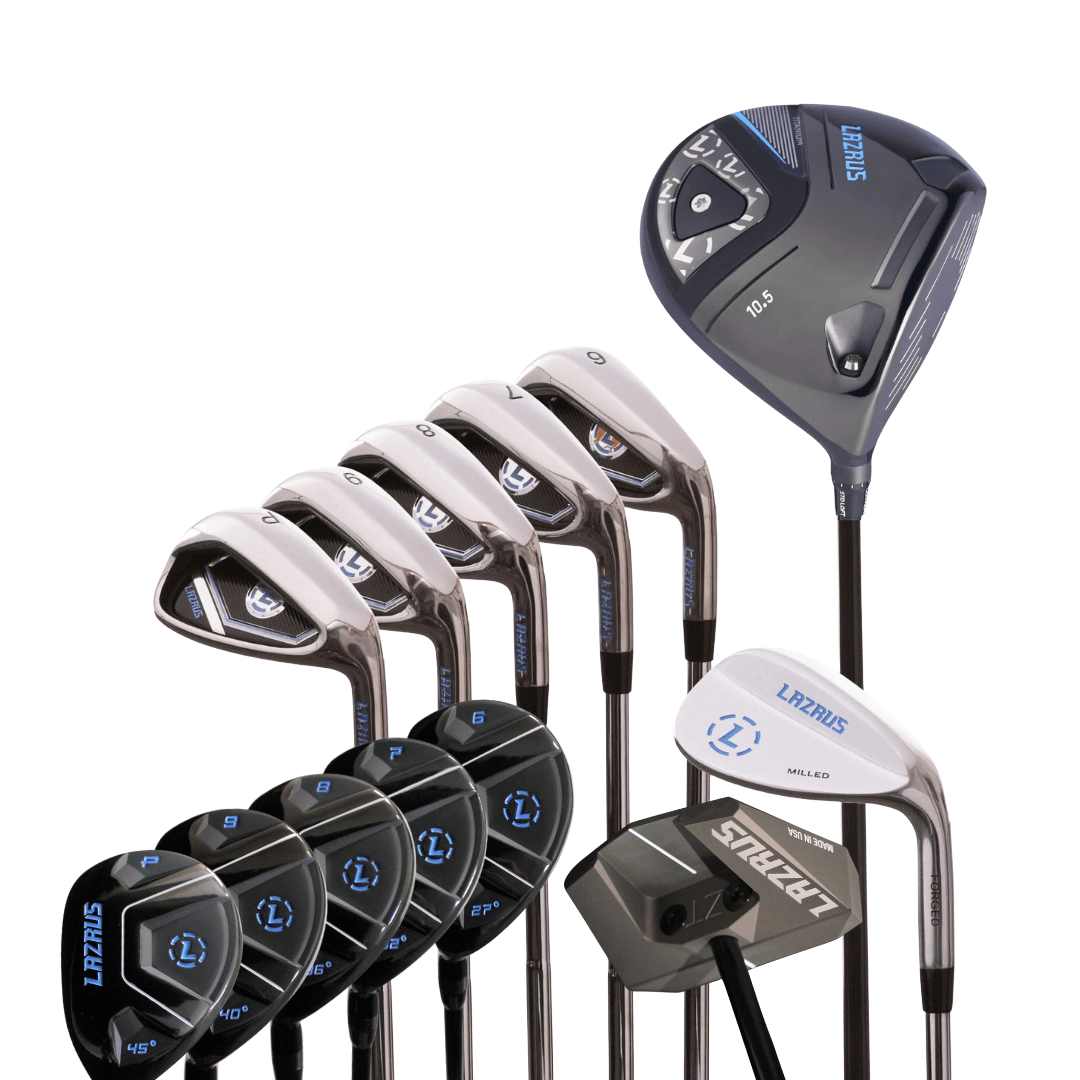 Lazrus Golf 8 pc Set - LAZ2 Driver, 6 - PW Irons or 6 - PW Hybrids, 52° Wedge, Putter - Maximum Velocity Sports