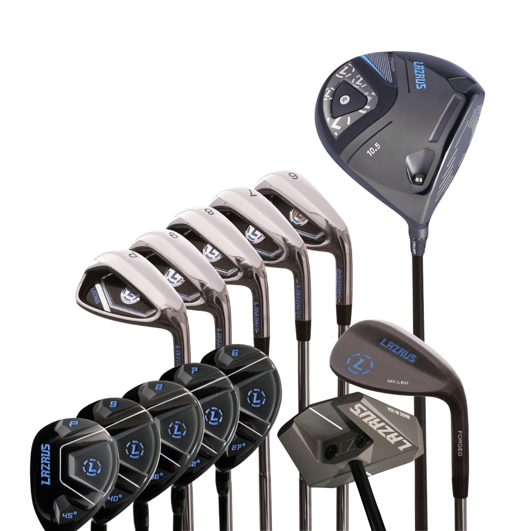 Lazrus Golf 8 pc Set - LAZ2 Driver, 6 - PW Irons or 6 - PW Hybrids, 52° Wedge, Putter - Maximum Velocity Sports
