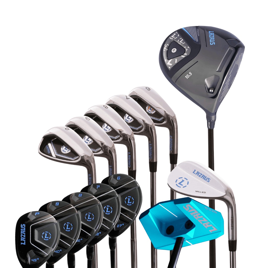 Lazrus Golf 8 pc Set - LAZ2 Driver, 6 - PW Irons or 6 - PW Hybrids, 52° Wedge, Putter - Maximum Velocity Sports