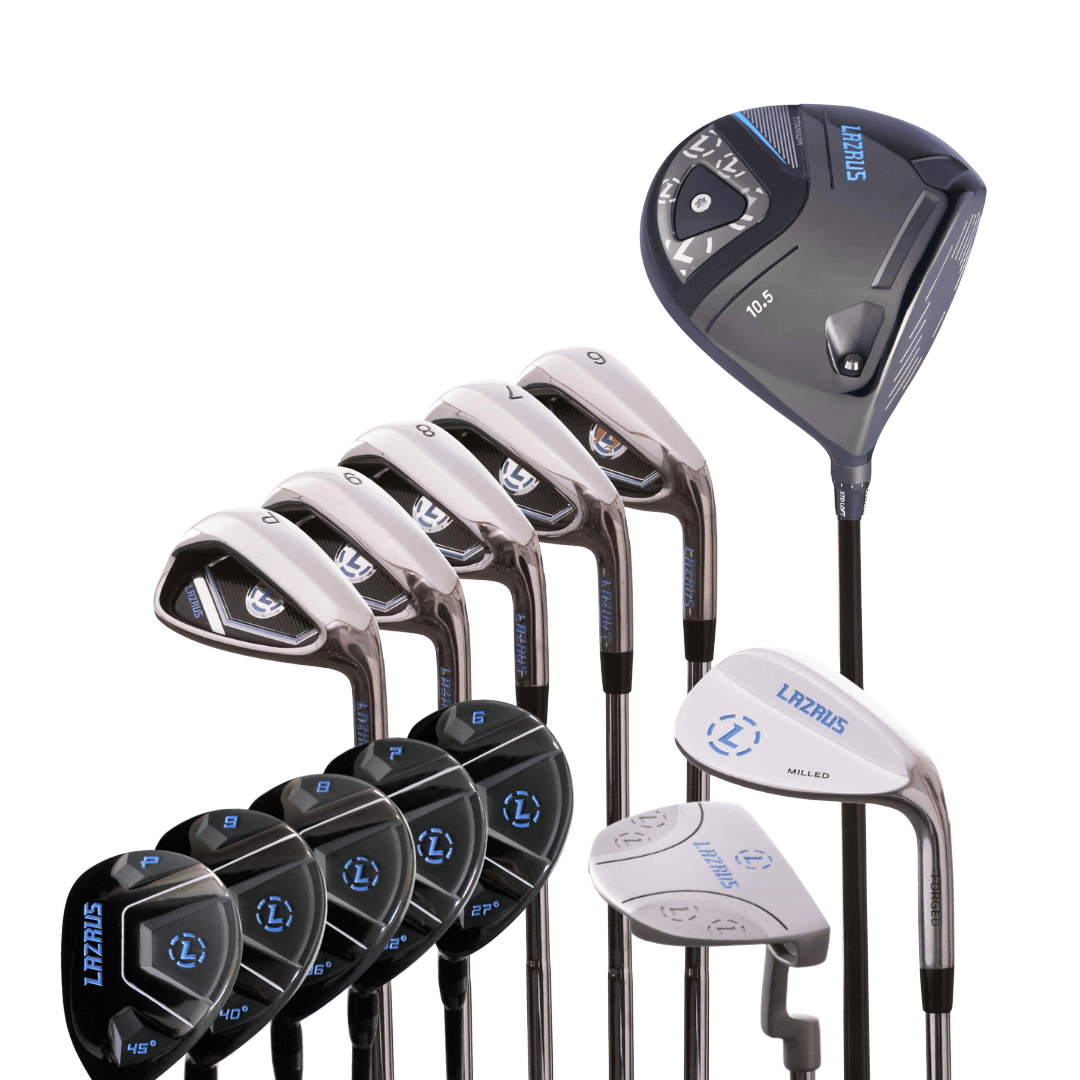 Lazrus Golf 8 pc Set - LAZ2 Driver, 6 - PW Irons or 6 - PW Hybrids, 52° Wedge, Putter - Maximum Velocity Sports