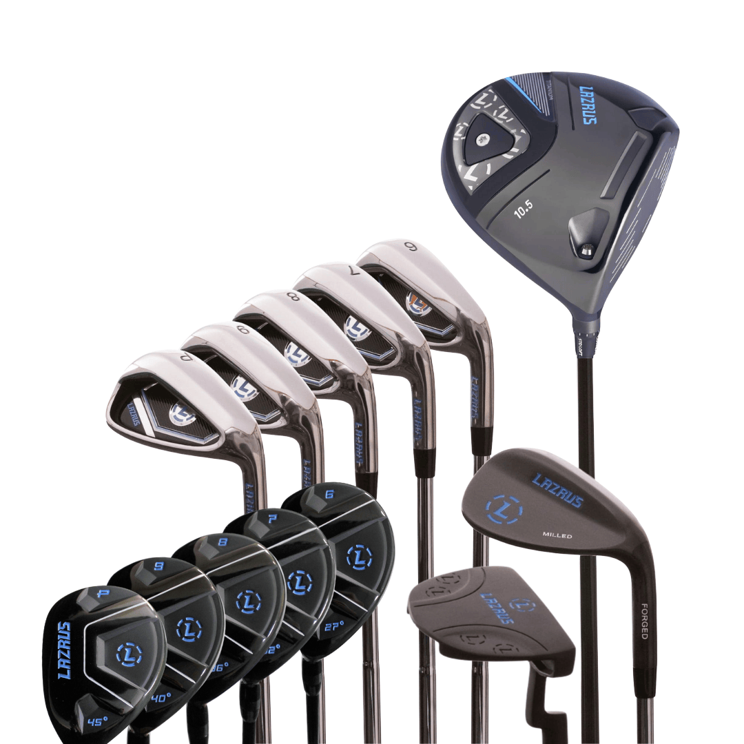 Lazrus Golf 8 pc Set - LAZ2 Driver, 6 - PW Irons or 6 - PW Hybrids, 52° Wedge, Putter - Maximum Velocity Sports