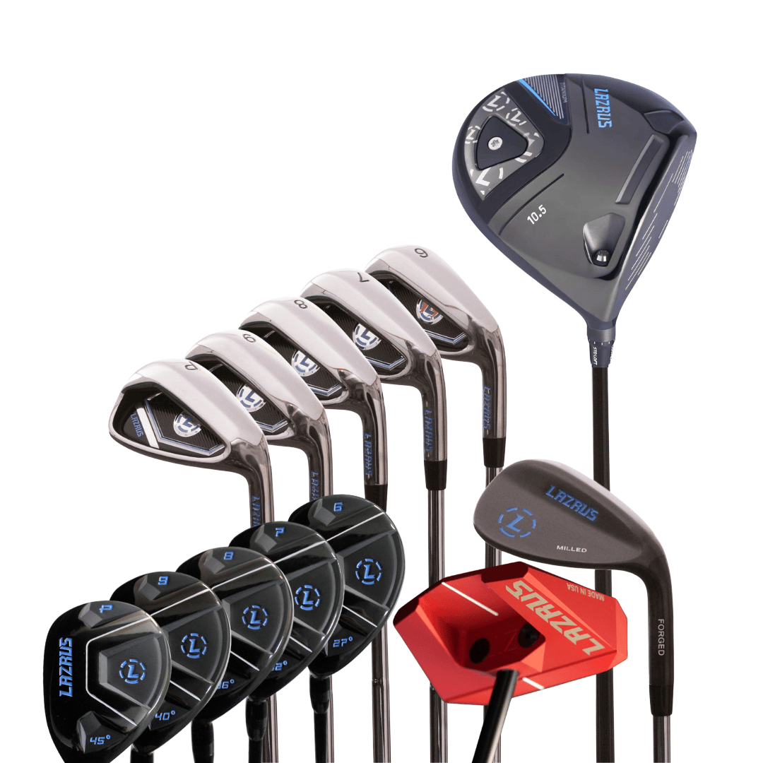 Lazrus Golf 8 pc Set - LAZ2 Driver, 6 - PW Irons or 6 - PW Hybrids, 52° Wedge, Putter - Maximum Velocity Sports