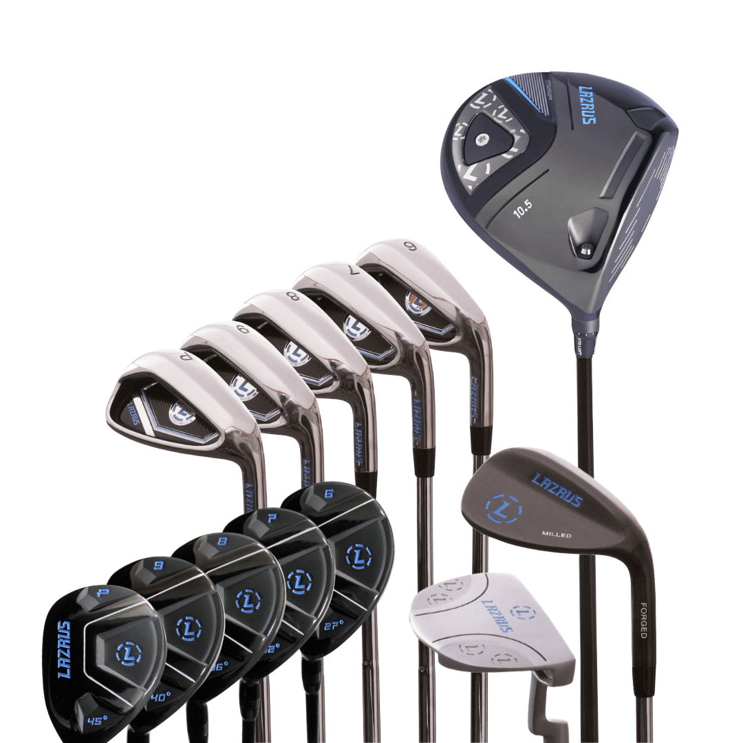 Lazrus Golf 8 pc Set - LAZ2 Driver, 6 - PW Irons or 6 - PW Hybrids, 52° Wedge, Putter - Maximum Velocity Sports