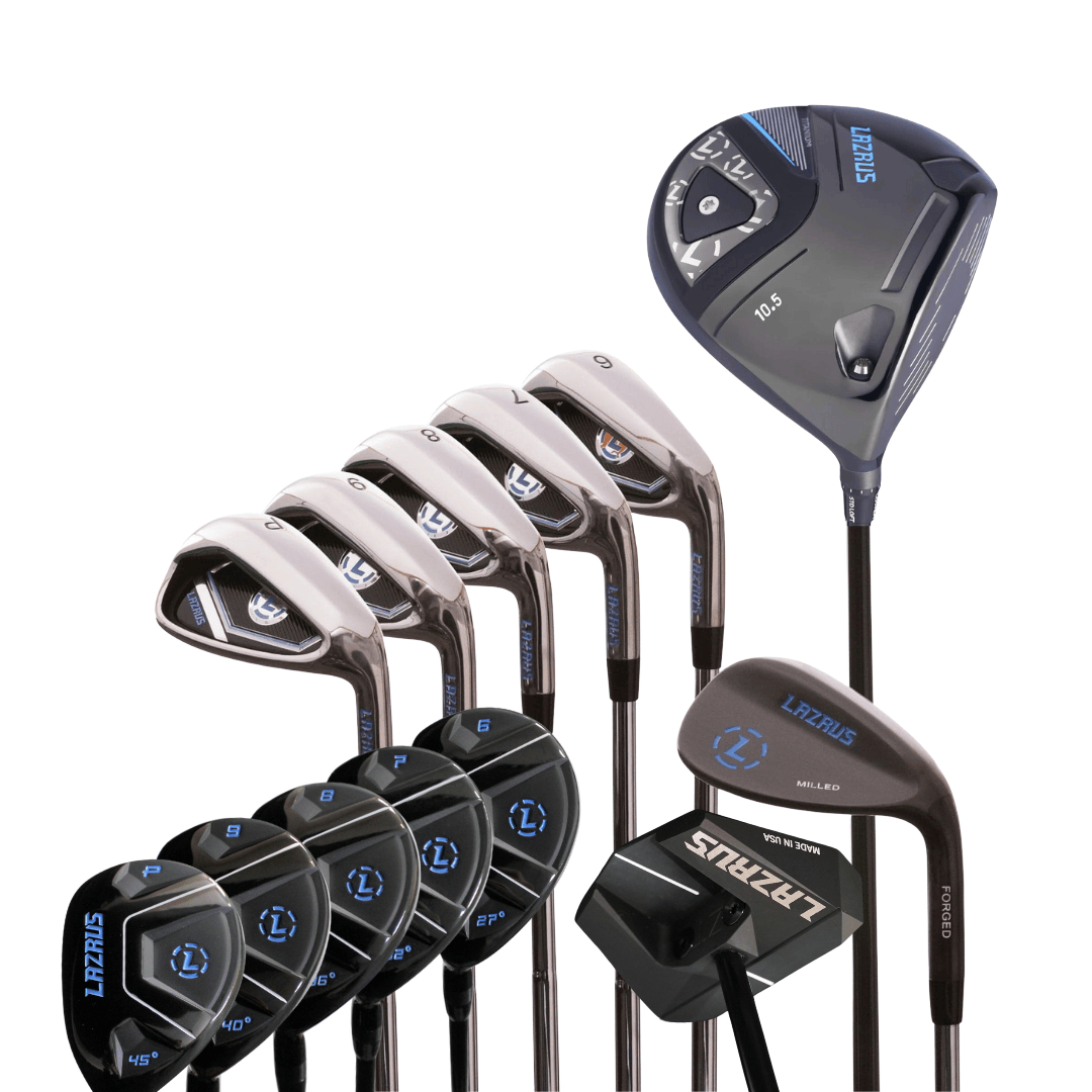 Lazrus Golf 8 pc Set - LAZ2 Driver, 6 - PW Irons or 6 - PW Hybrids, 52° Wedge, Putter - Maximum Velocity Sports