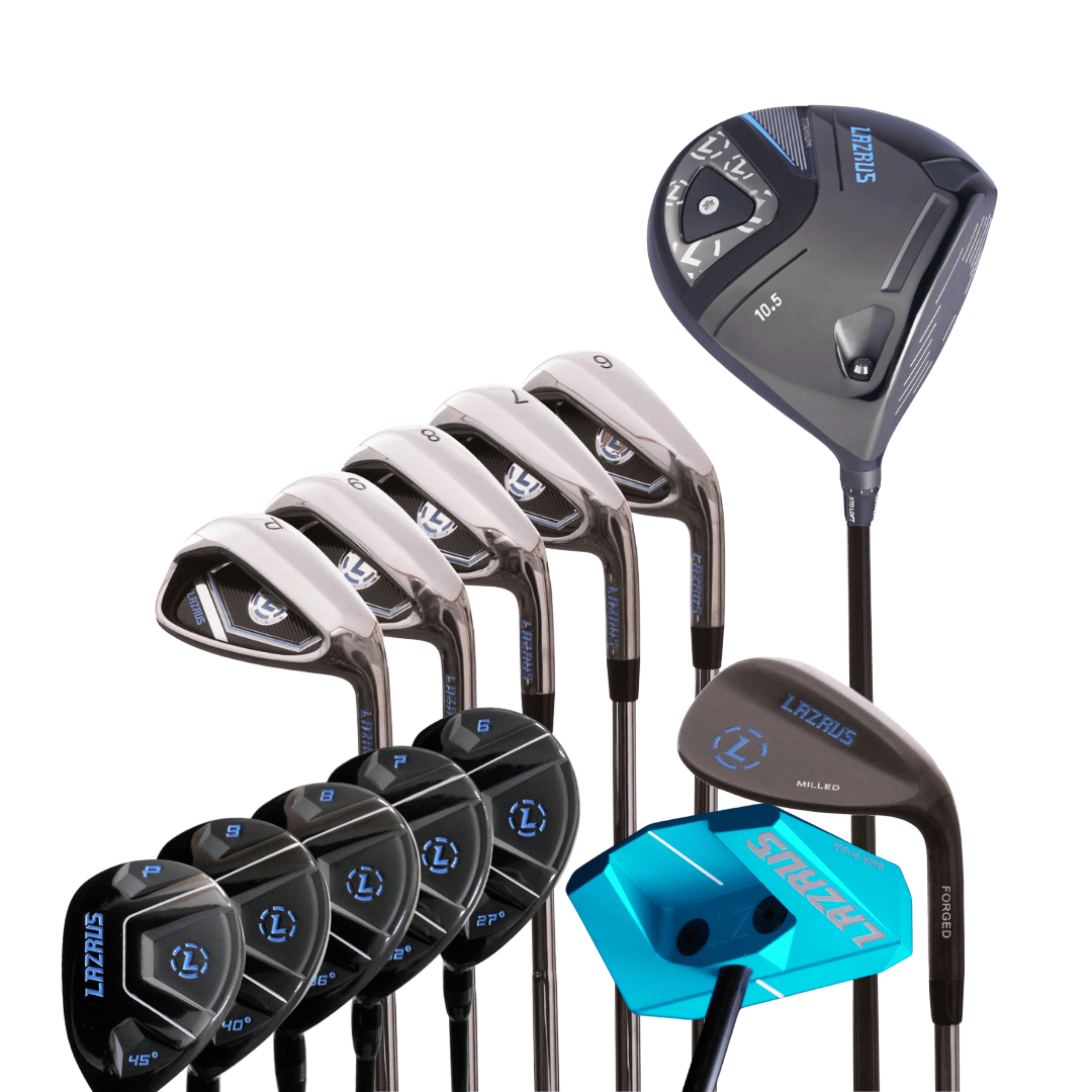 Lazrus Golf 8 pc Set - LAZ2 Driver, 6 - PW Irons or 6 - PW Hybrids, 52° Wedge, Putter - Maximum Velocity Sports