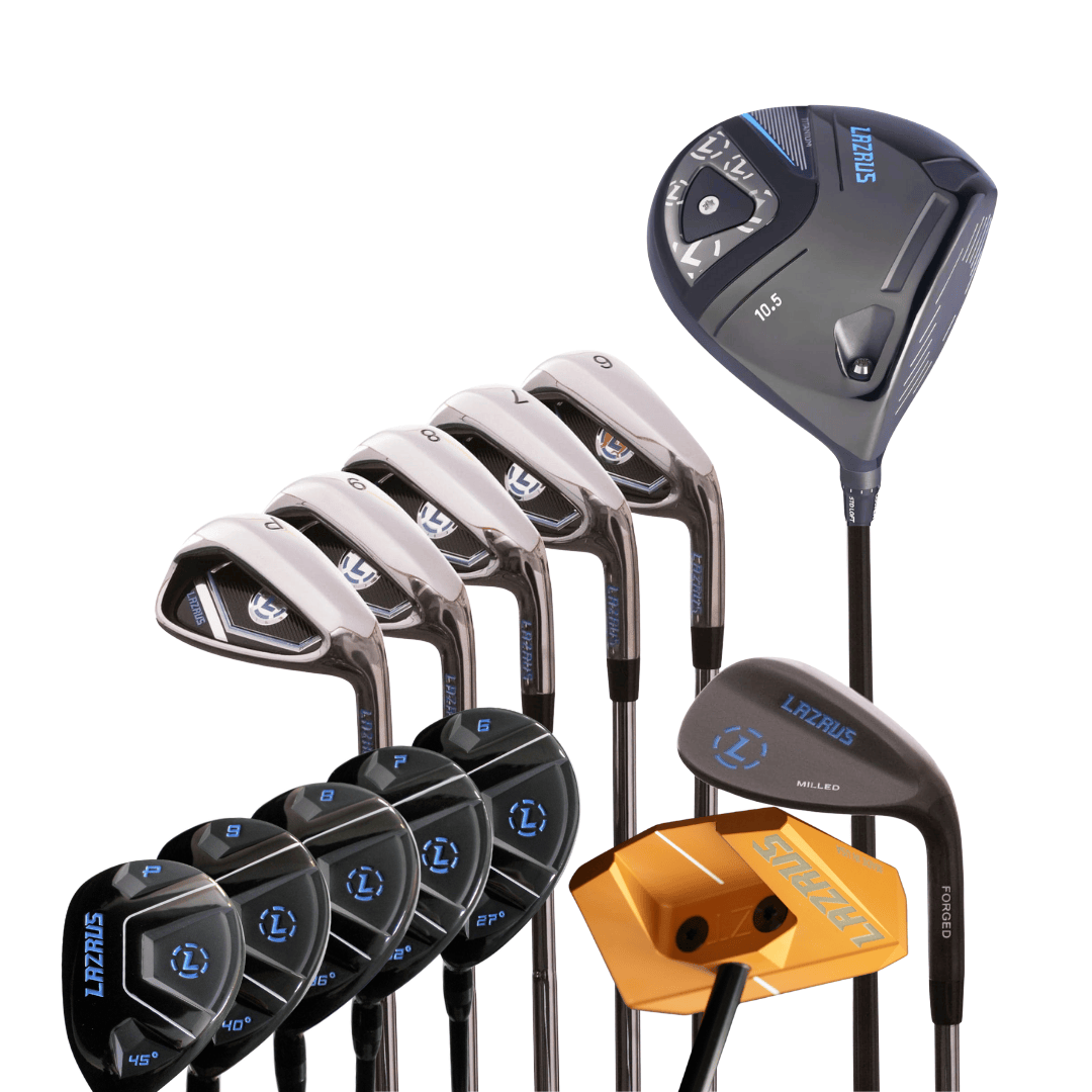 Lazrus Golf 8 pc Set - LAZ2 Driver, 6 - PW Irons or 6 - PW Hybrids, 52° Wedge, Putter - Maximum Velocity Sports