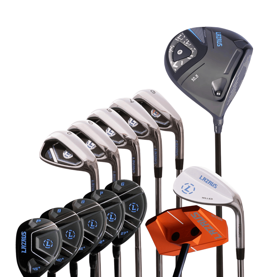 Lazrus Golf 8 pc Set - LAZ2 Driver, 6 - PW Irons or 6 - PW Hybrids, 52° Wedge, Putter - Maximum Velocity Sports