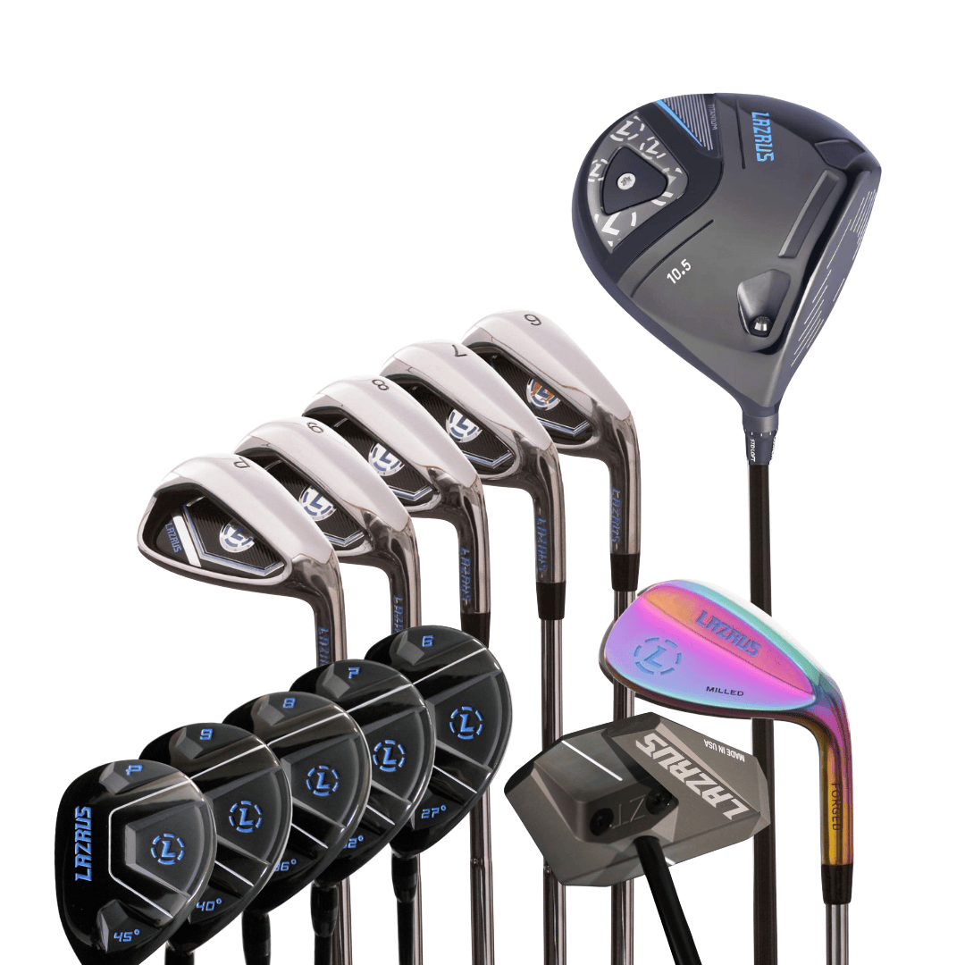 Lazrus Golf 8 pc Set - LAZ2 Driver, 6 - PW Irons or 6 - PW Hybrids, 52° Wedge, Putter - Maximum Velocity Sports