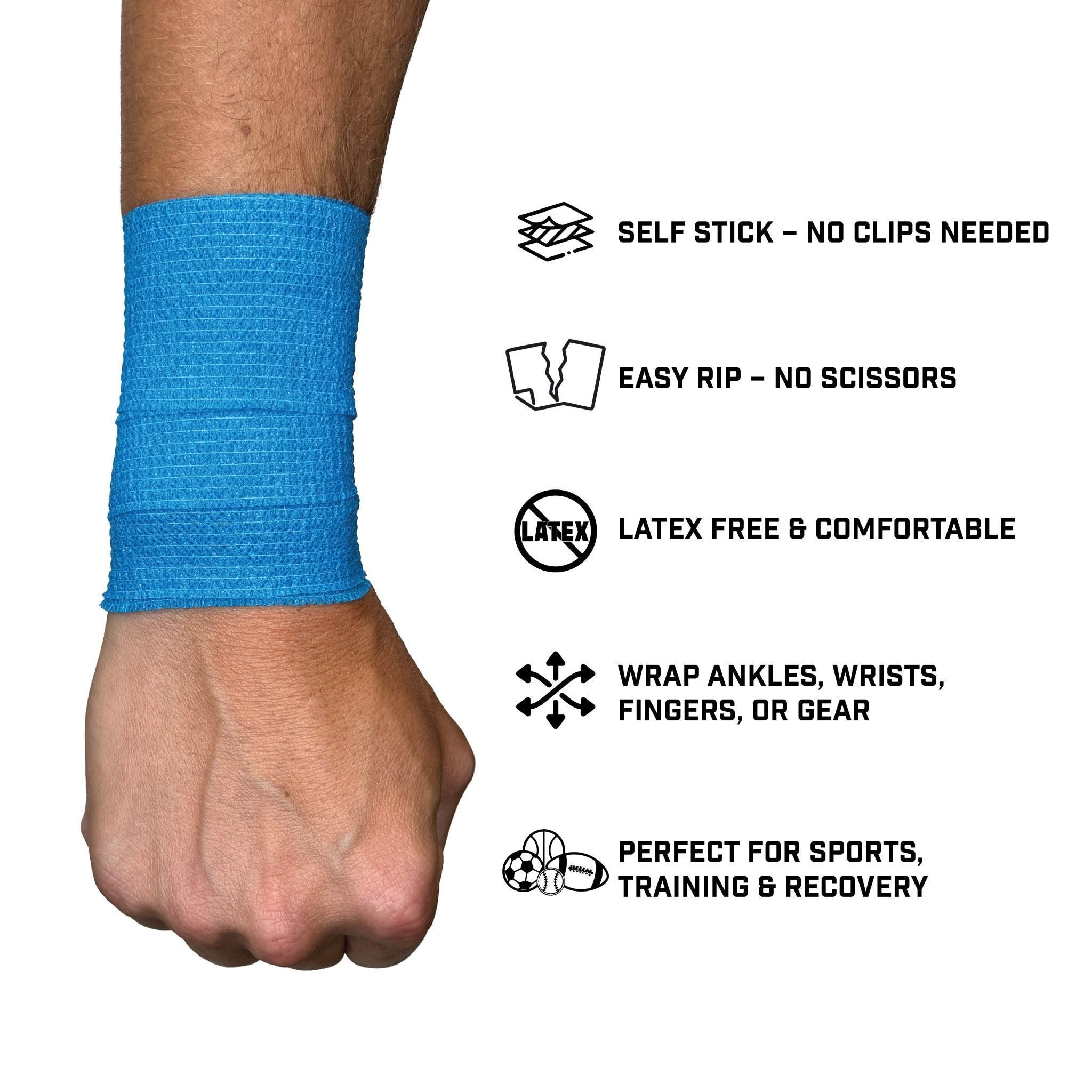 Light Blue Self Stick Athletic Tape - Maximum Velocity Sports