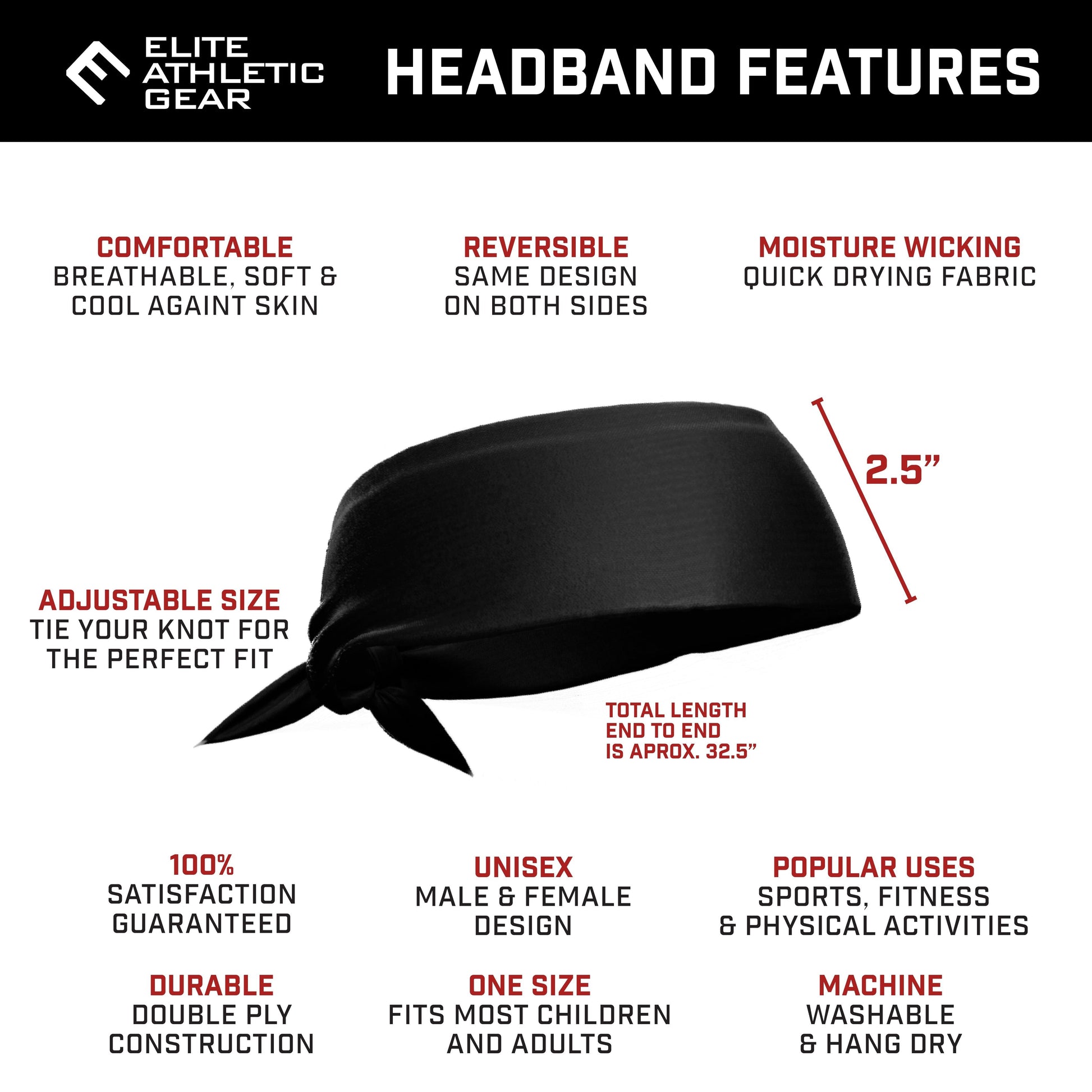 Red Tie Headband - Maximum Velocity Sports