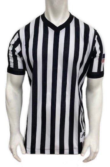 *NEW* Honig's Pro - Stretch V - Neck Basketball Officials Jersey Sublimated American Flag on Left Sleeve - Maximum Velocity Sports