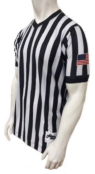*NEW* Honig's Pro - Stretch V - Neck Basketball Officials Jersey Sublimated American Flag on Left Sleeve - Maximum Velocity Sports