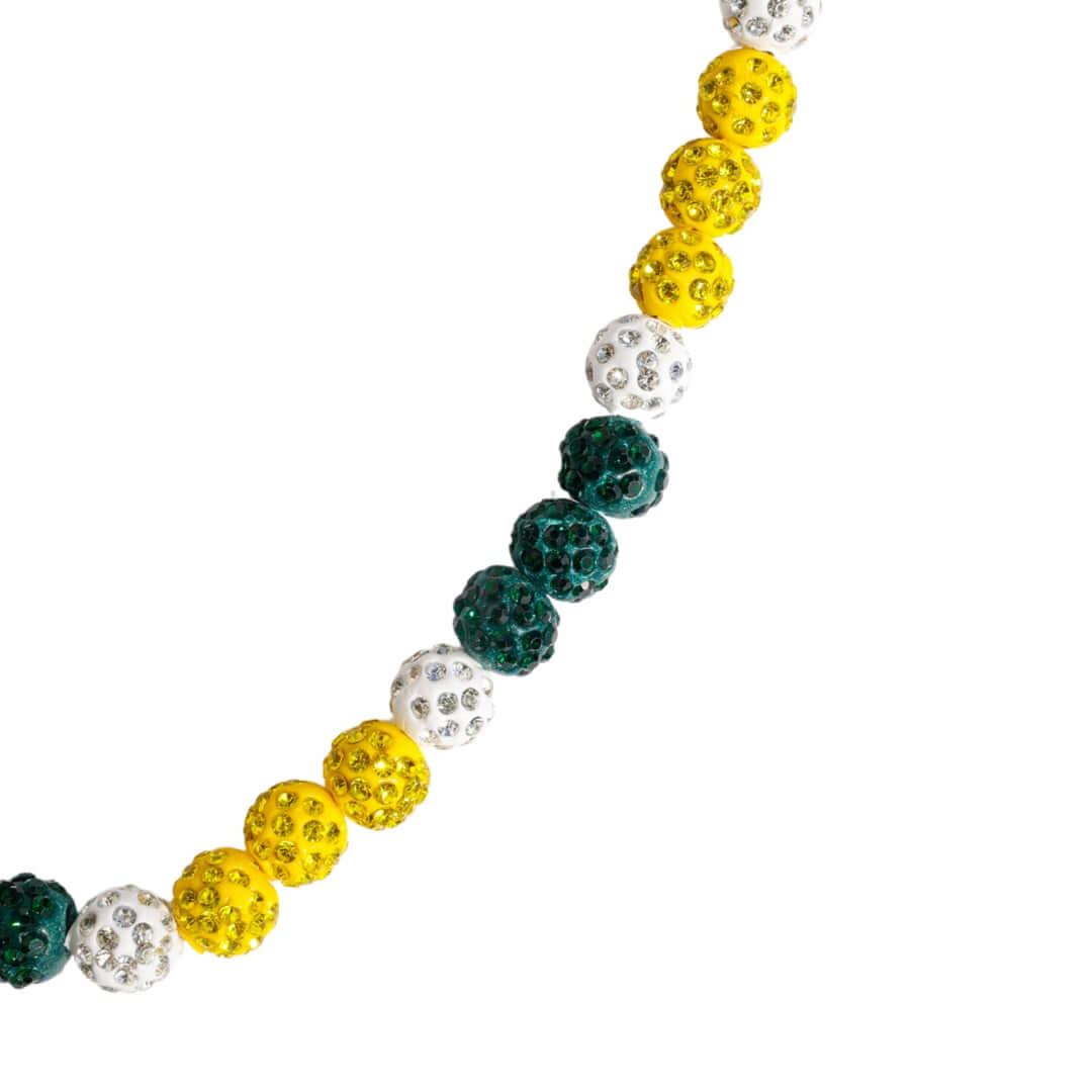 Oso Verde Iced Out Baseball Bead Necklace | Green, Yellow, & White - Maximum Velocity Sports