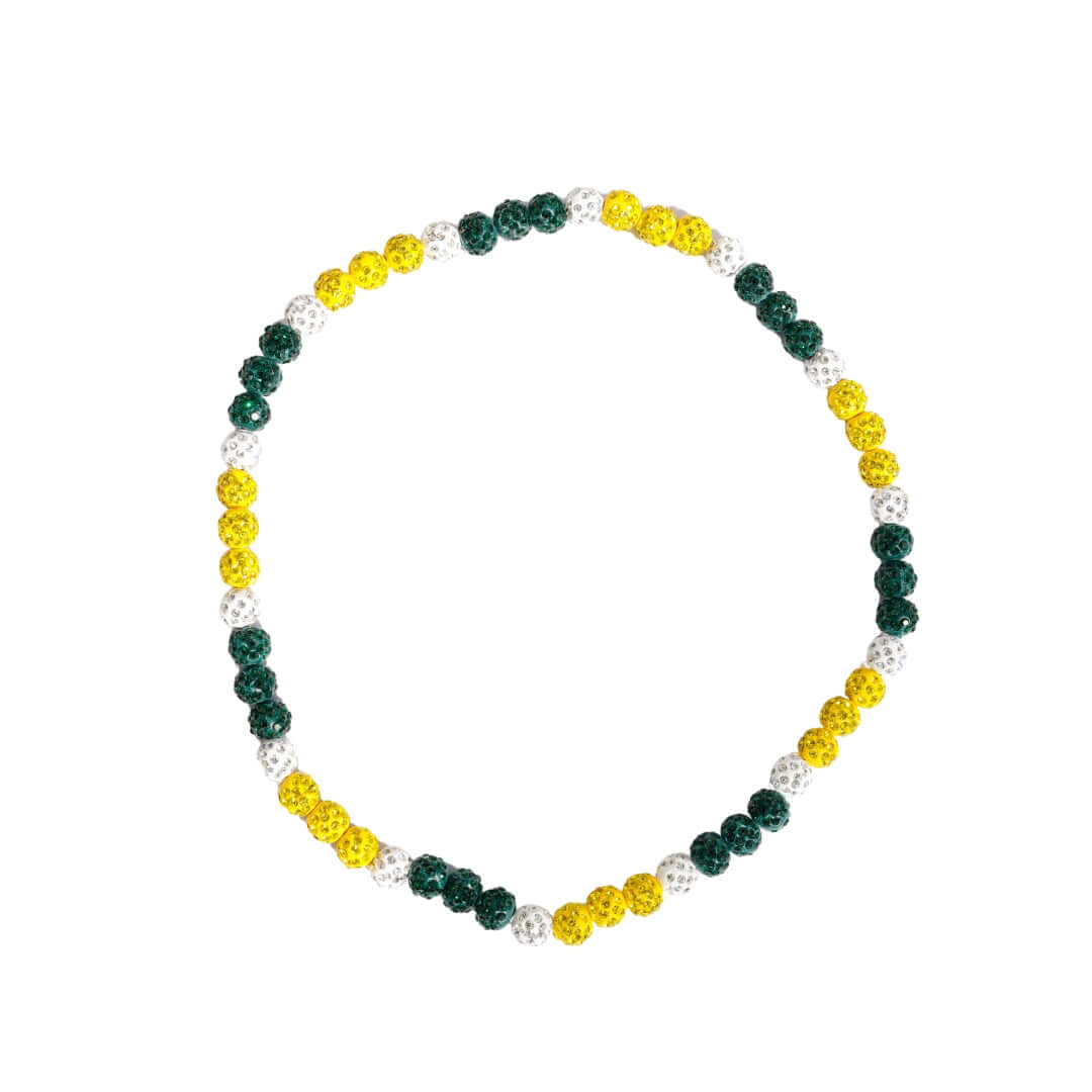 Oso Verde Iced Out Baseball Bead Necklace | Green, Yellow, & White - Maximum Velocity Sports