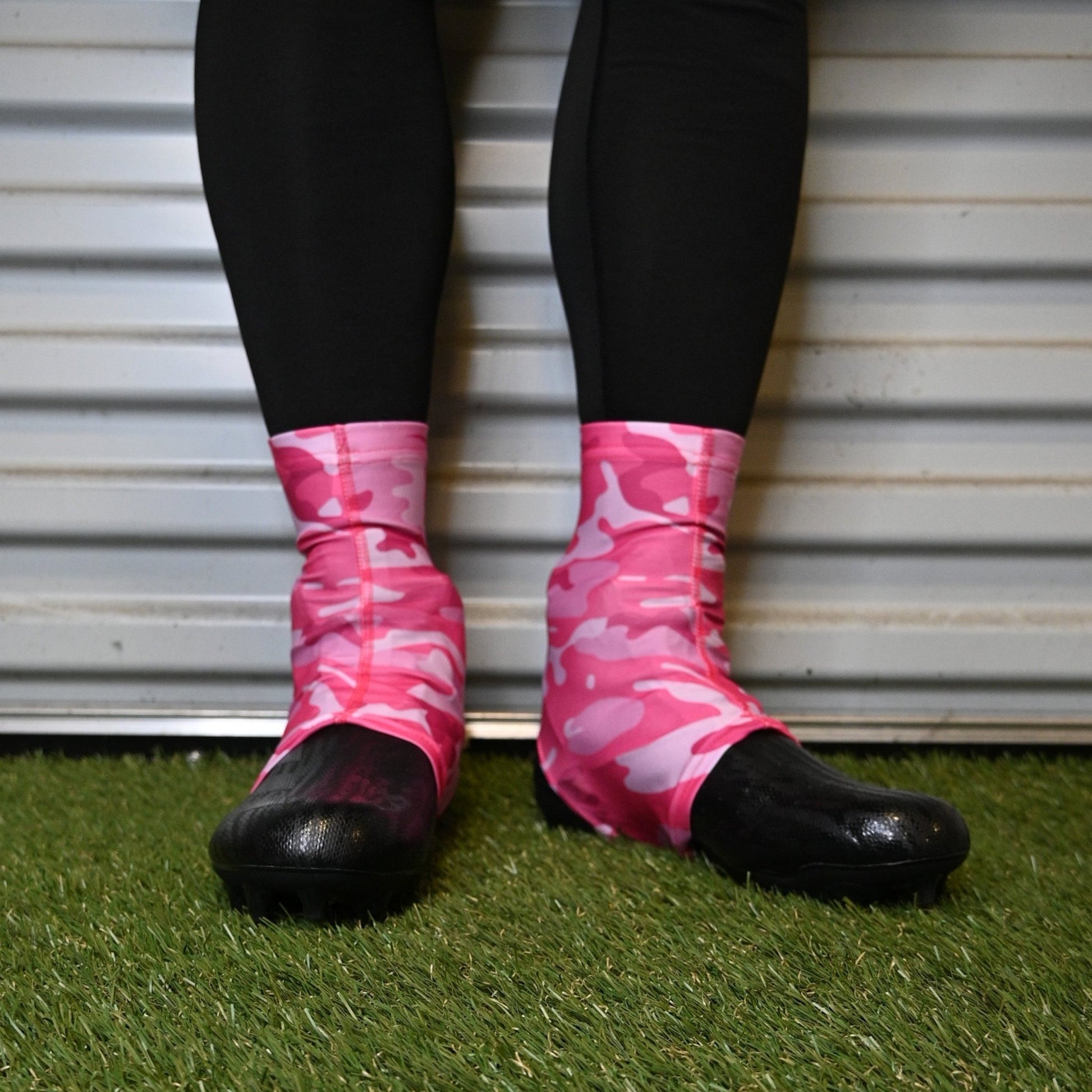 Pink Camo Breast Cancer Awareness Cross Cleat Covers (Spats) - Maximum Velocity Sports