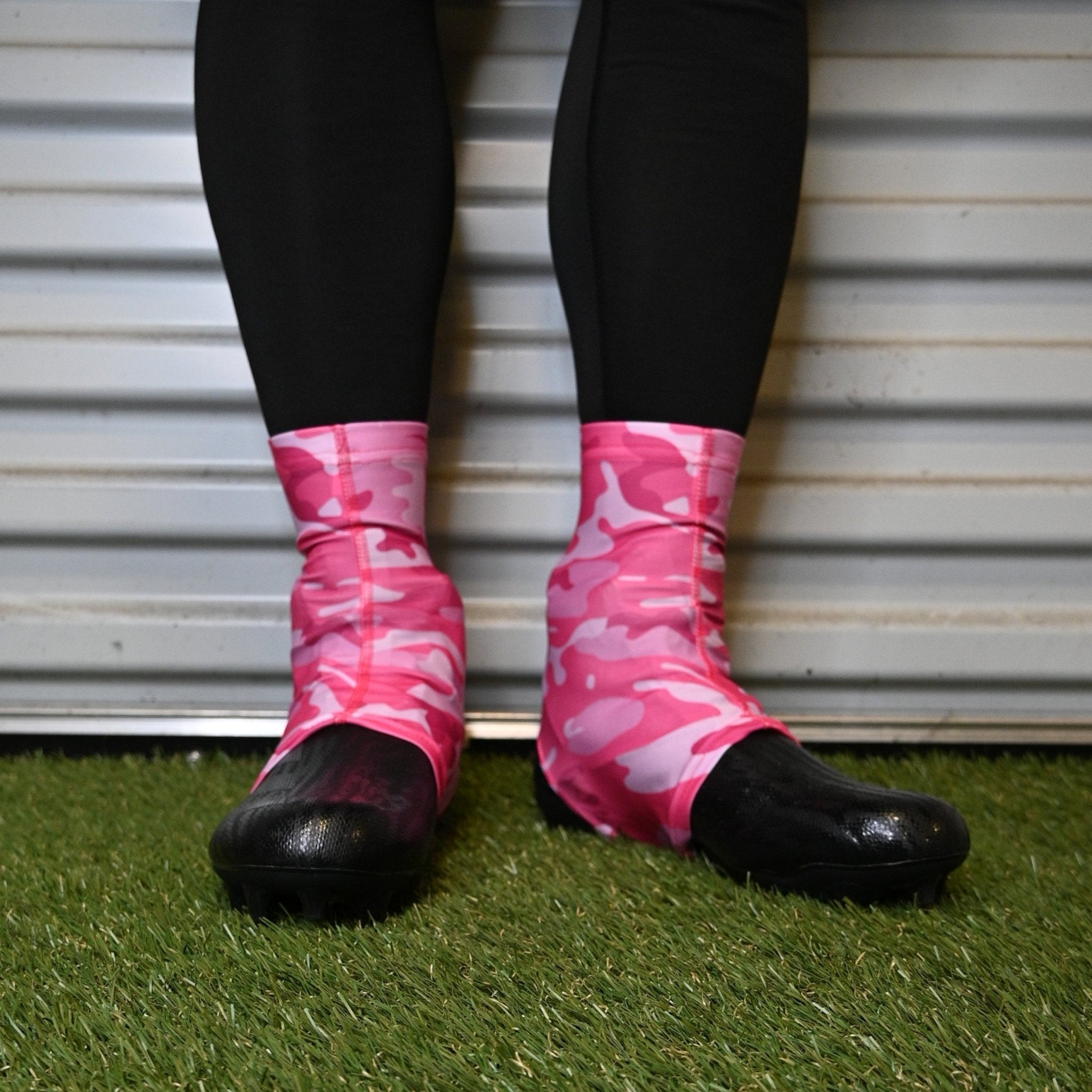 Pink Camo Breast Cancer Awareness Cross Cleat Covers (Spats) - Maximum Velocity Sports