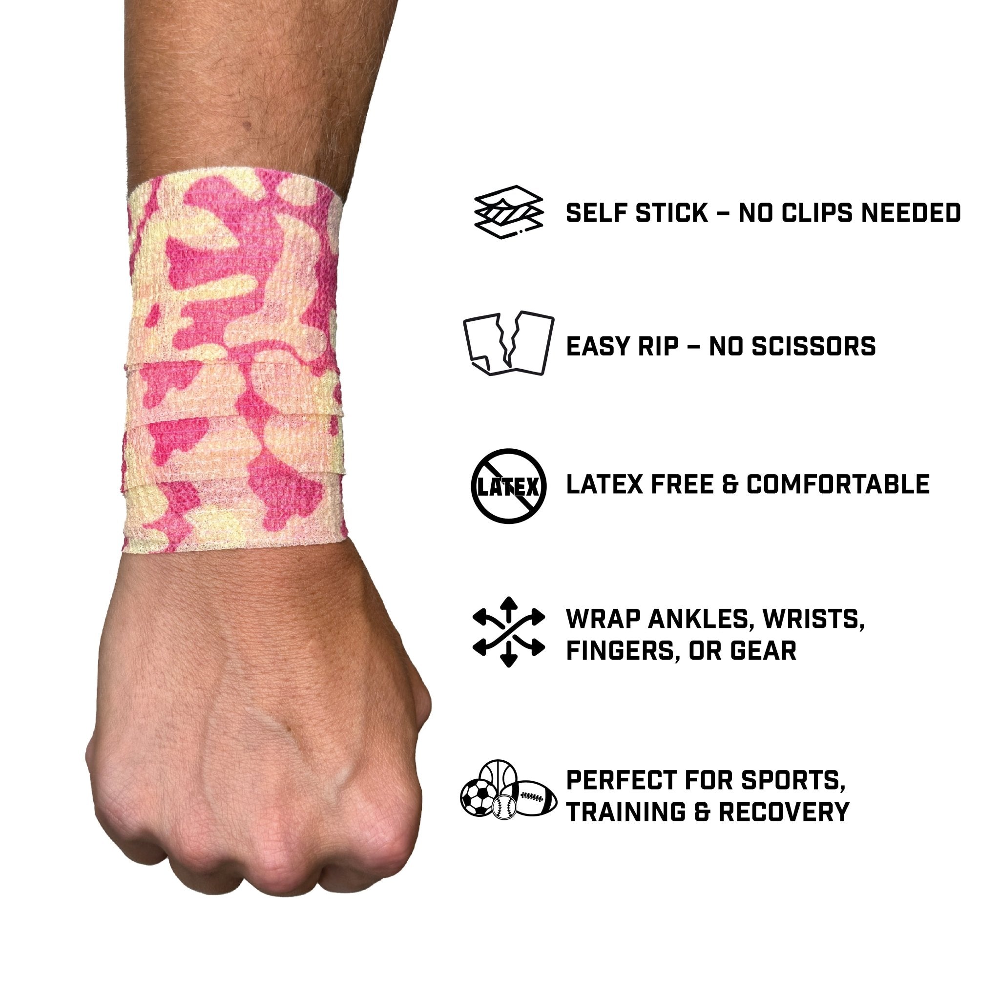 Pink Camo Self Stick Athletic Tape - Maximum Velocity Sports