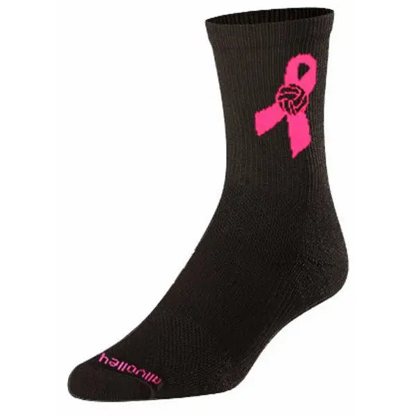 Pink Ribbon Volleyball Crew Socks - Maximum Velocity Sports