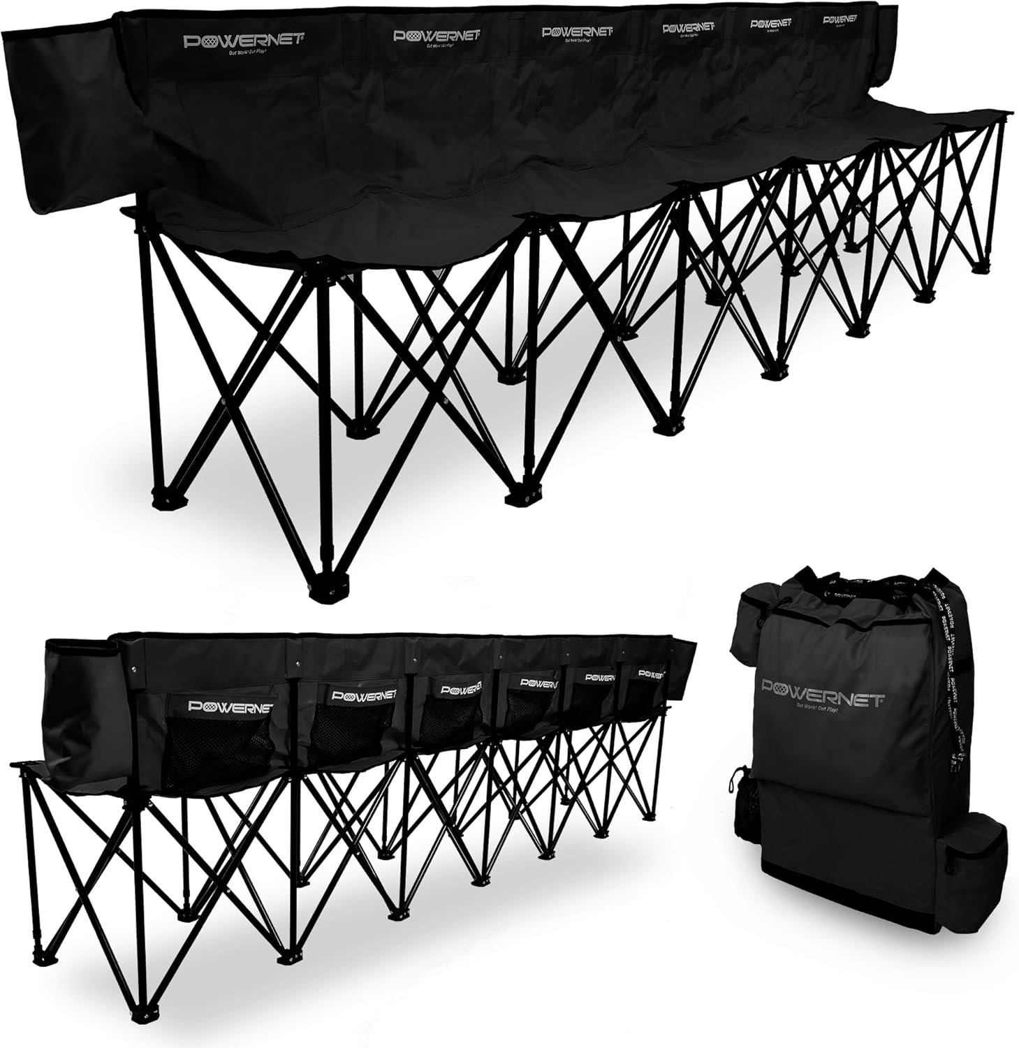 PowerNet 6 Seater Team Bench Red or Black - Maximum Velocity Sports