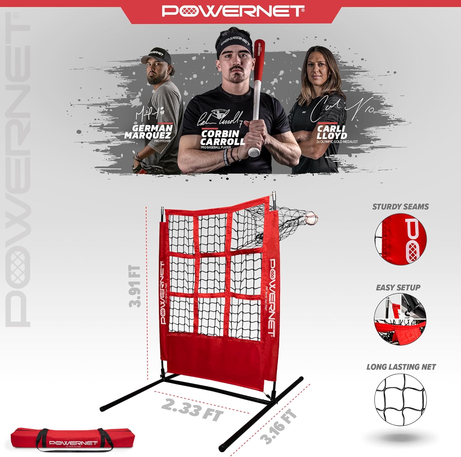 PowerNet German Marquez Portable Strike Zone Trainer for Pitchers, Baseball Softball Throwing Aid, Improve Accuracy and Command - Maximum Velocity Sports