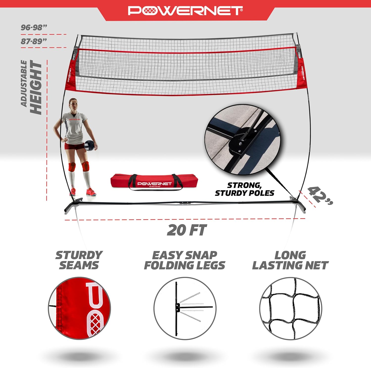 Powernet Volleyball Warm Up Net 20 FT - Maximum Velocity Sports
