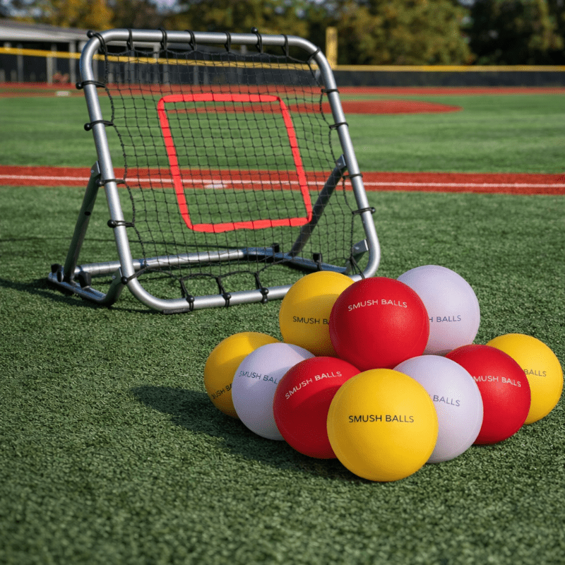 Pro 3 x 3 Rebounder + SMUSHBALLS Fielding Training Package - Maximum Velocity Sports
