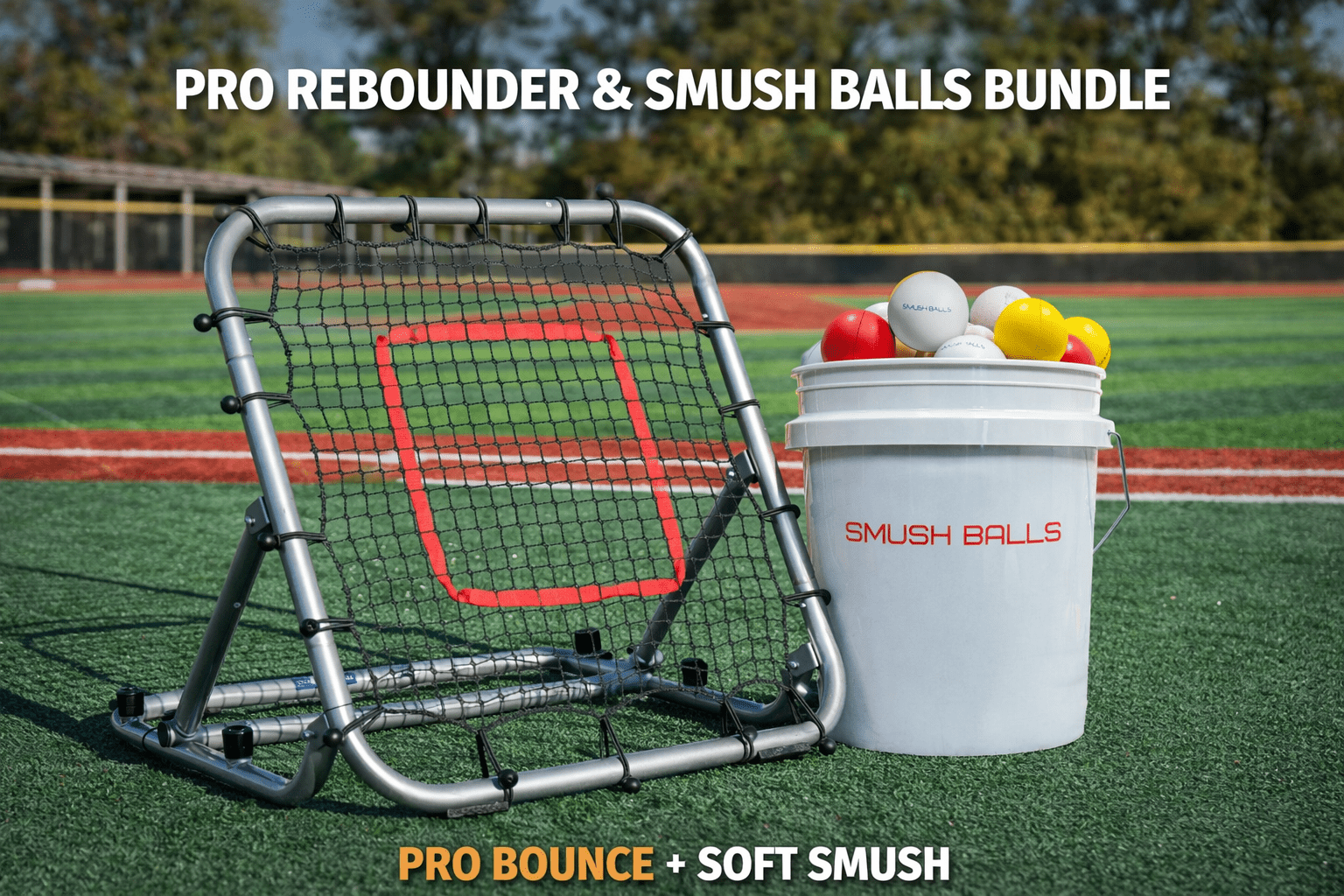 Pro 3 x 3 Rebounder + SMUSHBALLS Fielding Training Package - Maximum Velocity Sports