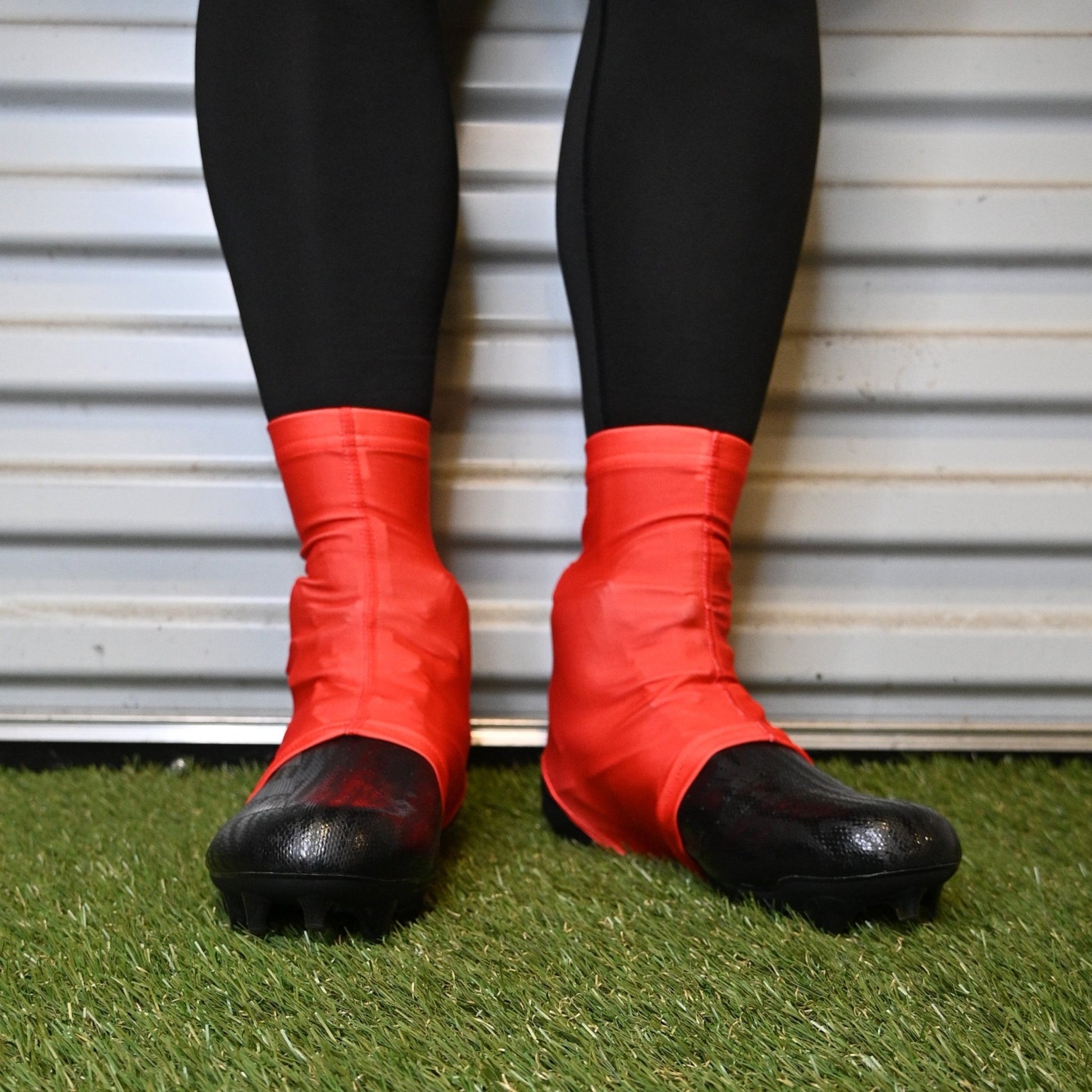 Red Cleat Covers (Spats) - Maximum Velocity Sports