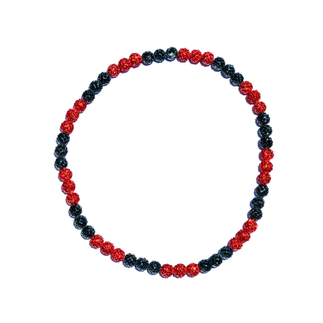 Red Slugger Iced Out Baseball Bead Necklace | Black & Red - Maximum Velocity Sports