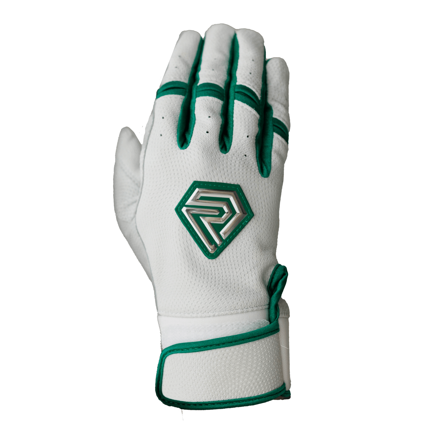 Resilient Championship Fastpitch Batting gloves - White and Green - Maximum Velocity Sports