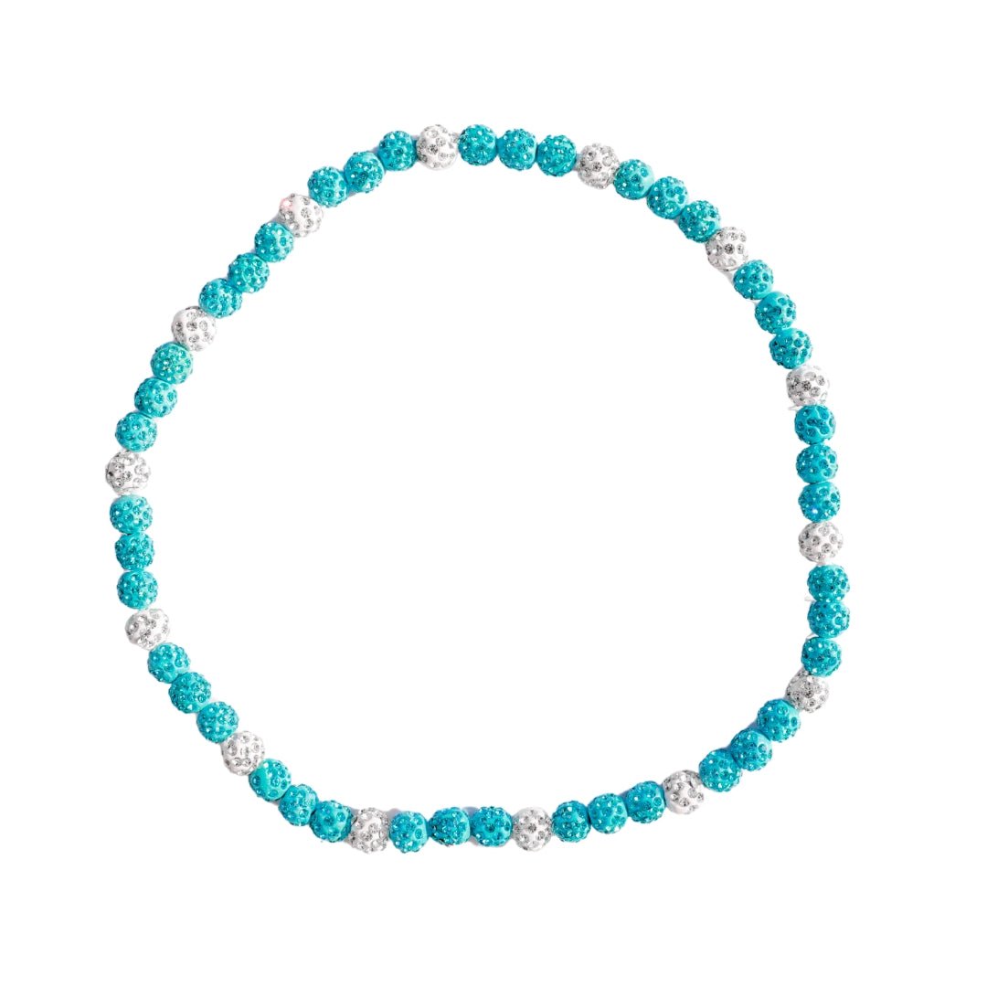 Royal Slugger Iced Out Baseball Bead Necklace | Light Blue & White - Maximum Velocity Sports