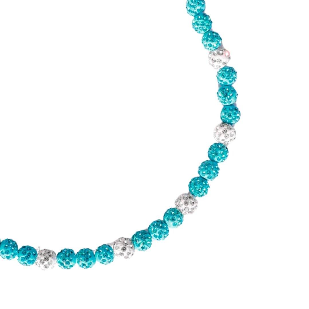 Royal Slugger Iced Out Baseball Bead Necklace | Light Blue & White - Maximum Velocity Sports