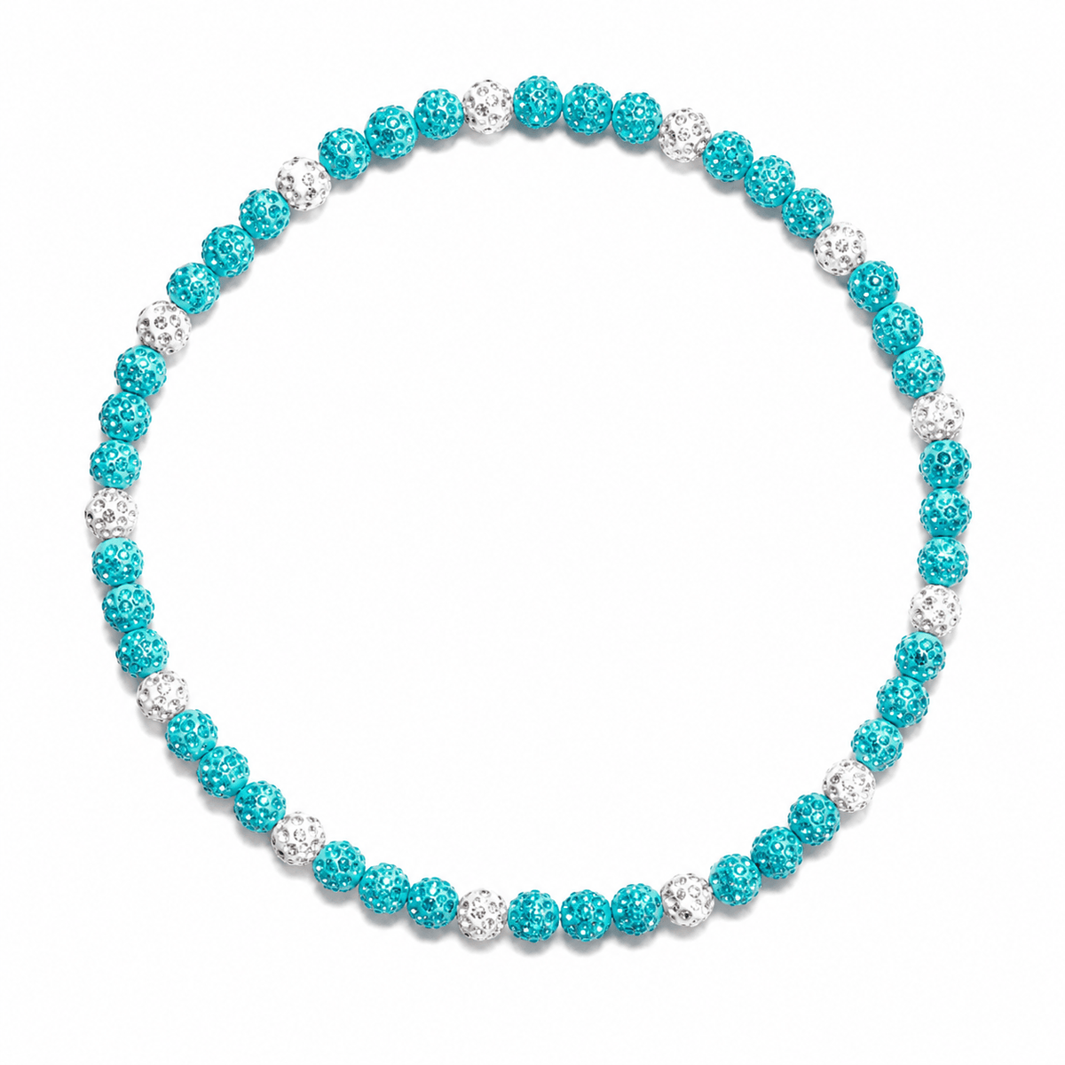 Royal Slugger Iced Out Baseball Bead Necklace | Light Blue & White