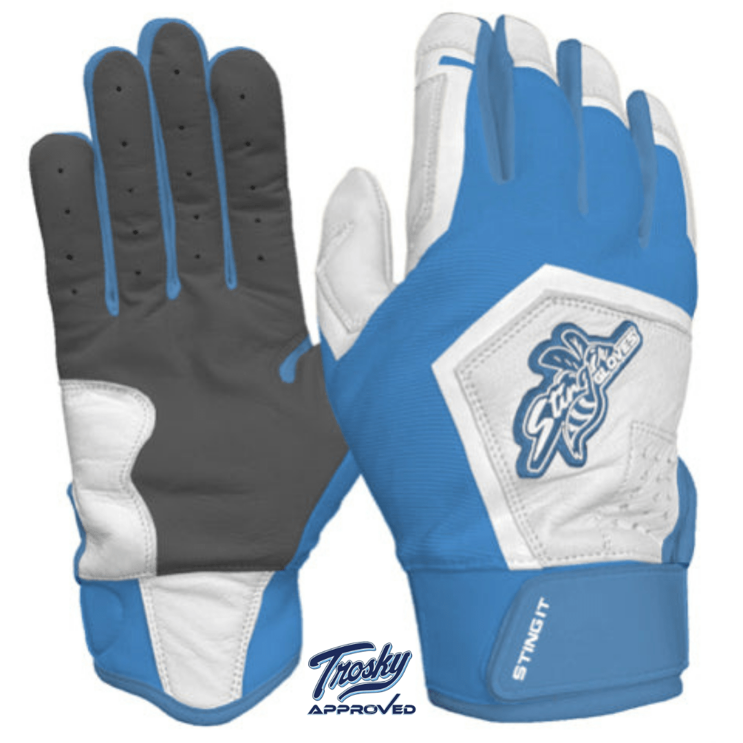 Sting Squad Batting Gloves - Columbia/White & Graphite - Maximum Velocity Sports