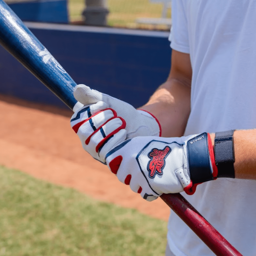 Sting Squad Batting Gloves - Red, White & True - Maximum Velocity Sports