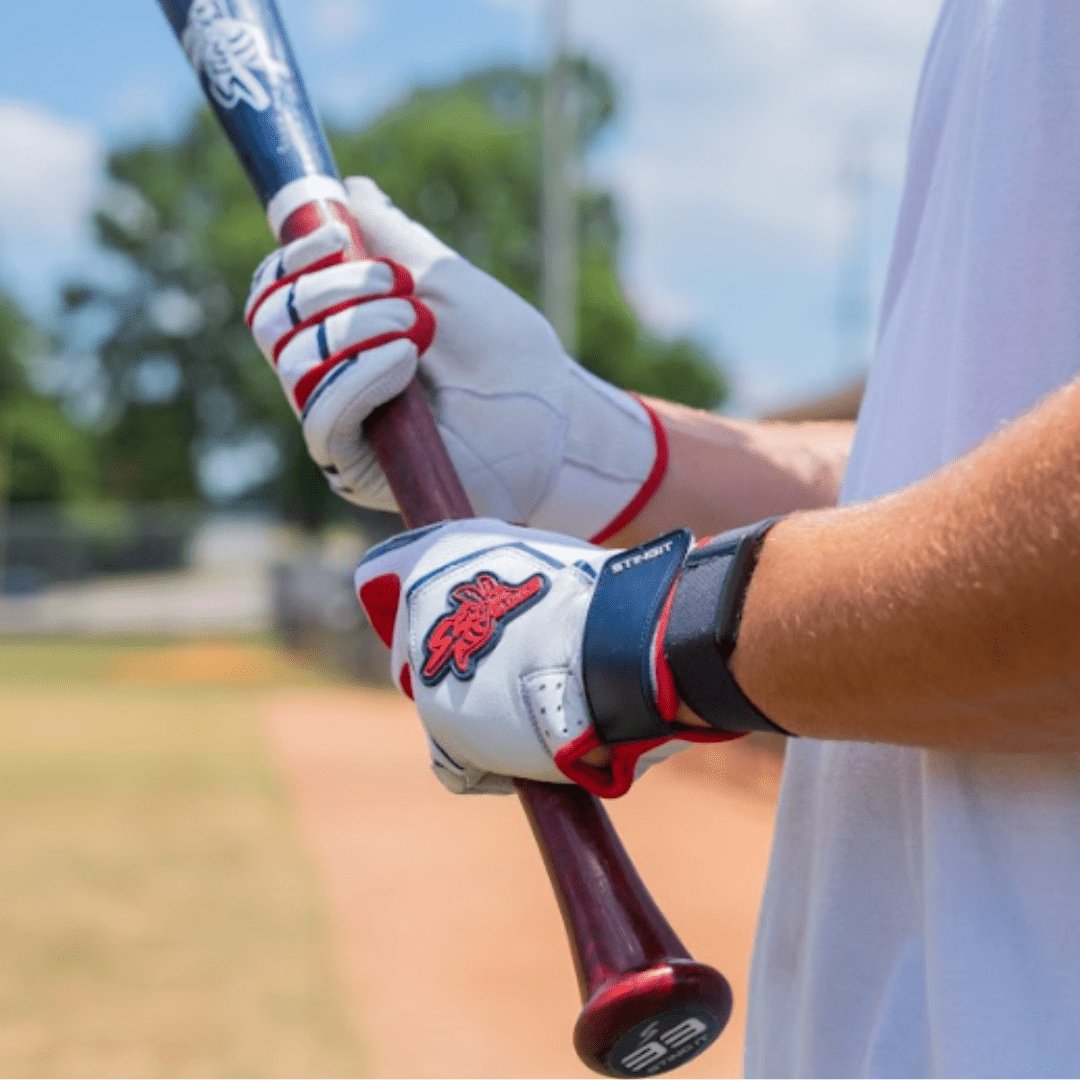 Sting Squad Batting Gloves - Red, White & True - Maximum Velocity Sports