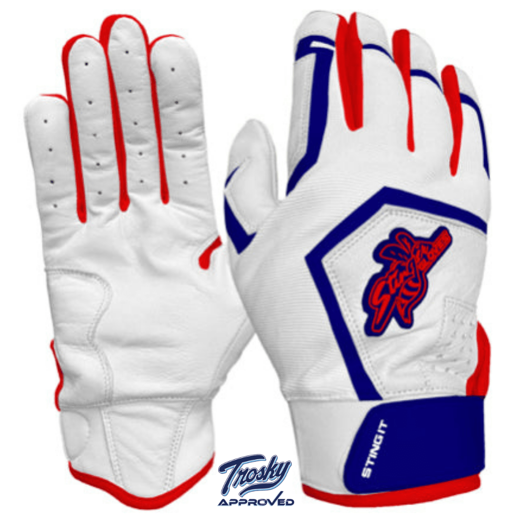 Sting Squad Batting Gloves - Red, White & True - Maximum Velocity Sports