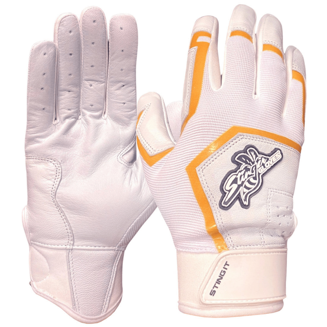 Sting Squad Batting Gloves - White & Gold - Maximum Velocity Sports