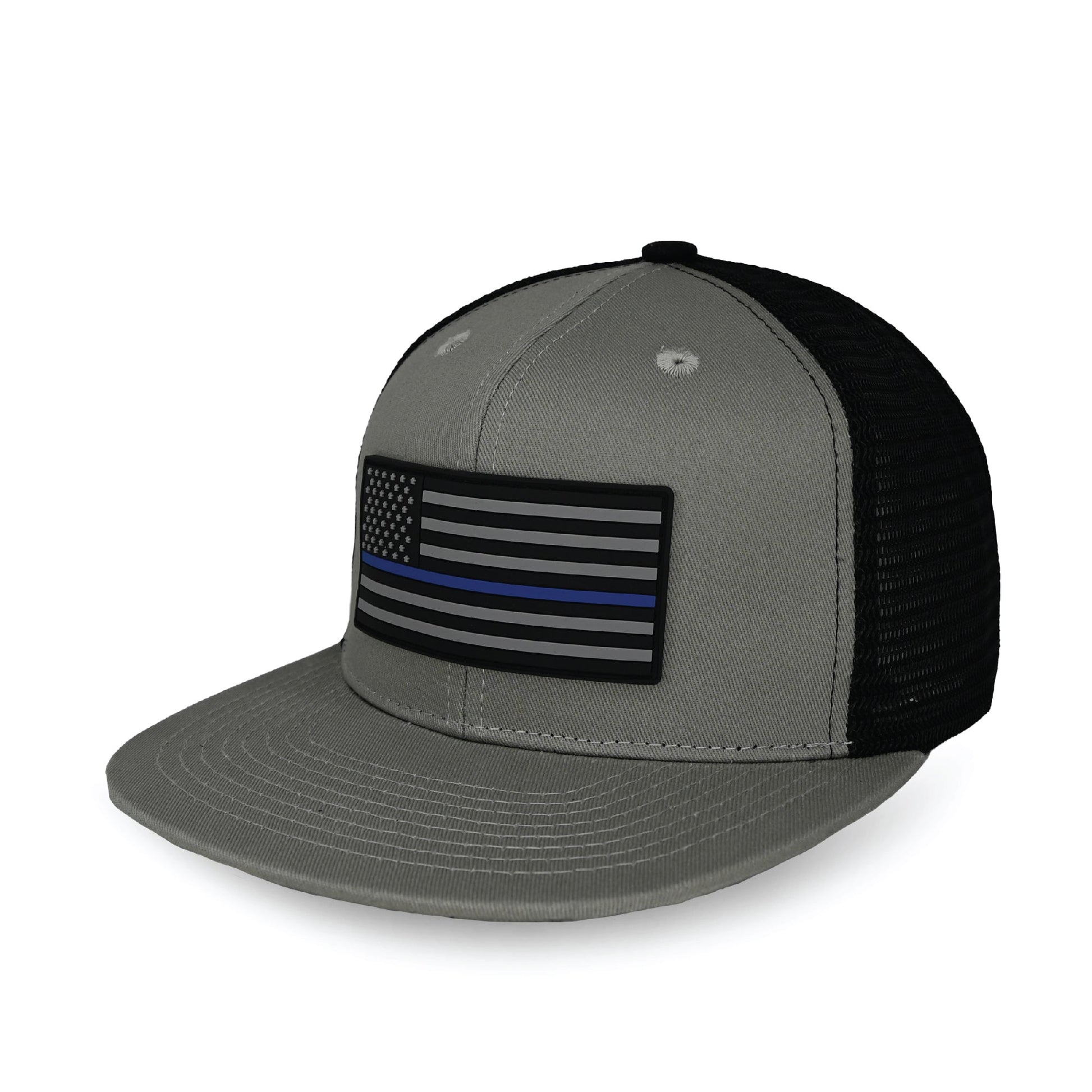 Tactical Thin Blue Line USA Flag Trucker Hat - Maximum Velocity Sports