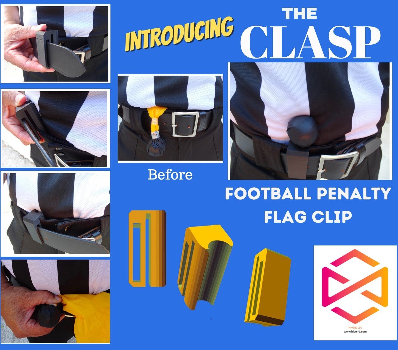 The Clasp - Football Penalty Flag Belt Clip - Maximum Velocity Sports