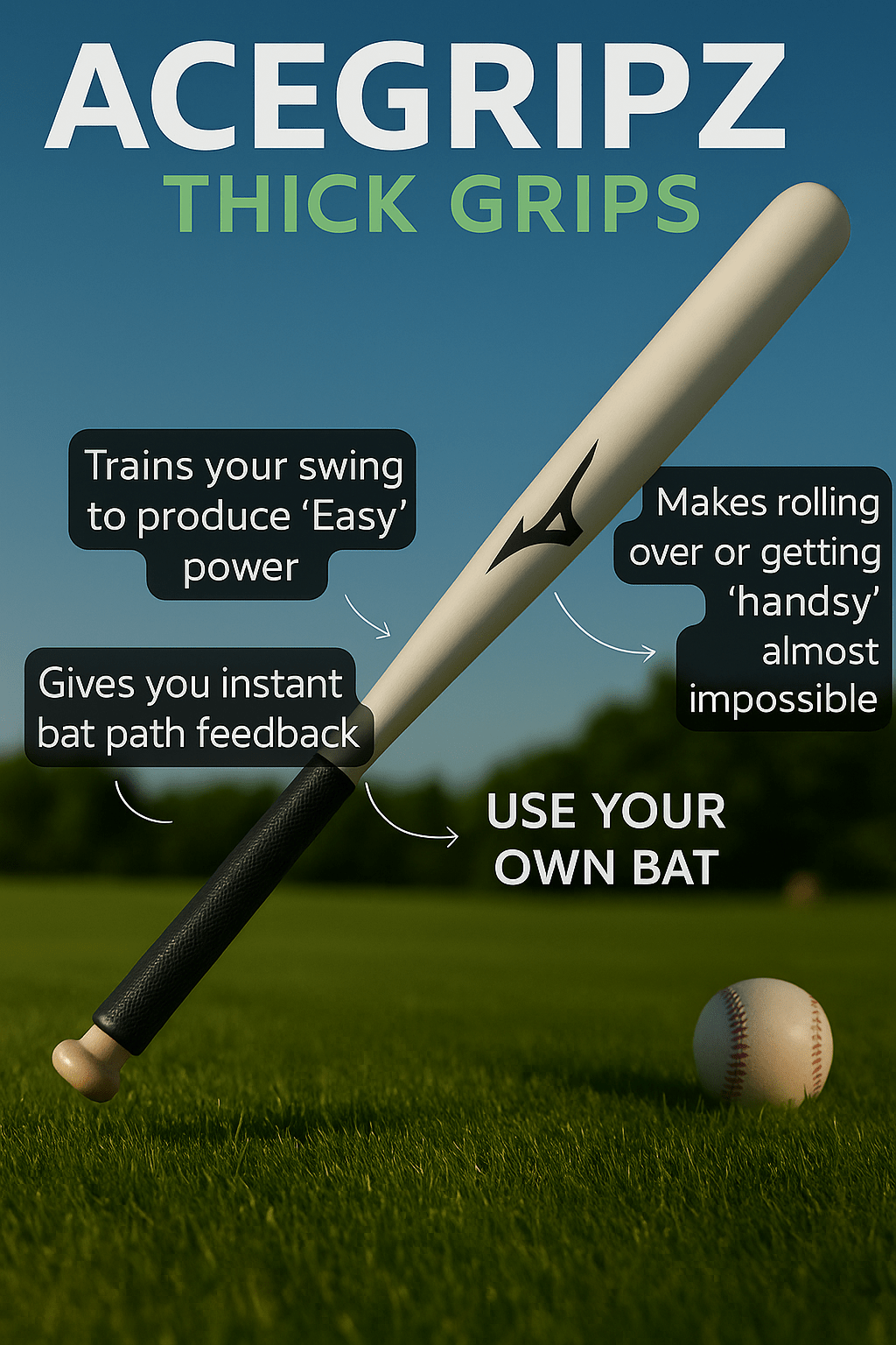 THICK GRIPS – Thick Grip Bat Alternative for Swing Power - Maximum Velocity Sports