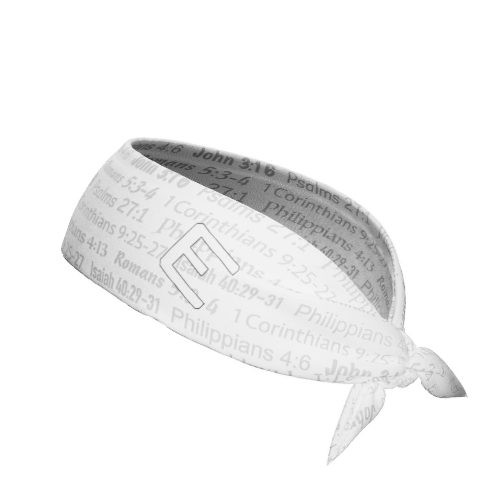 White Bible Verse Tie Headband - Maximum Velocity Sports