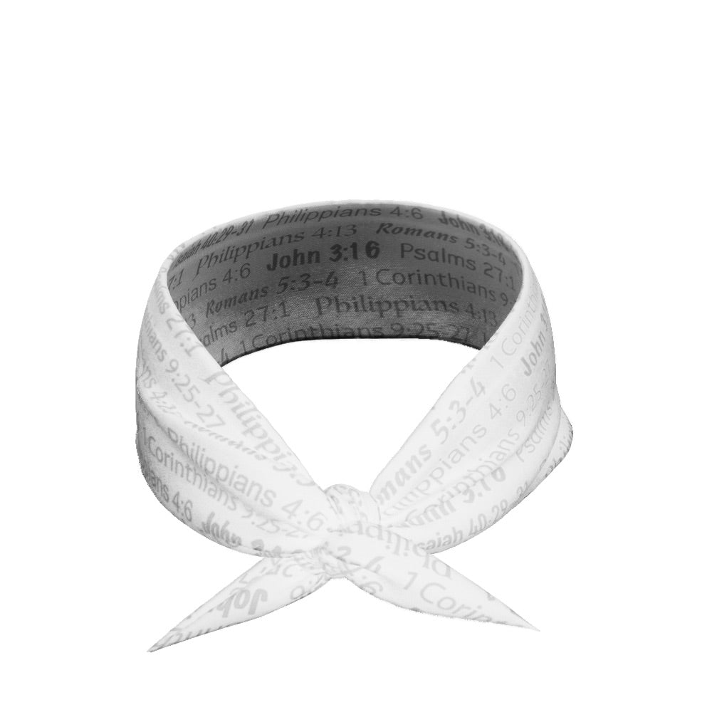 White Bible Verse Tie Headband - Maximum Velocity Sports