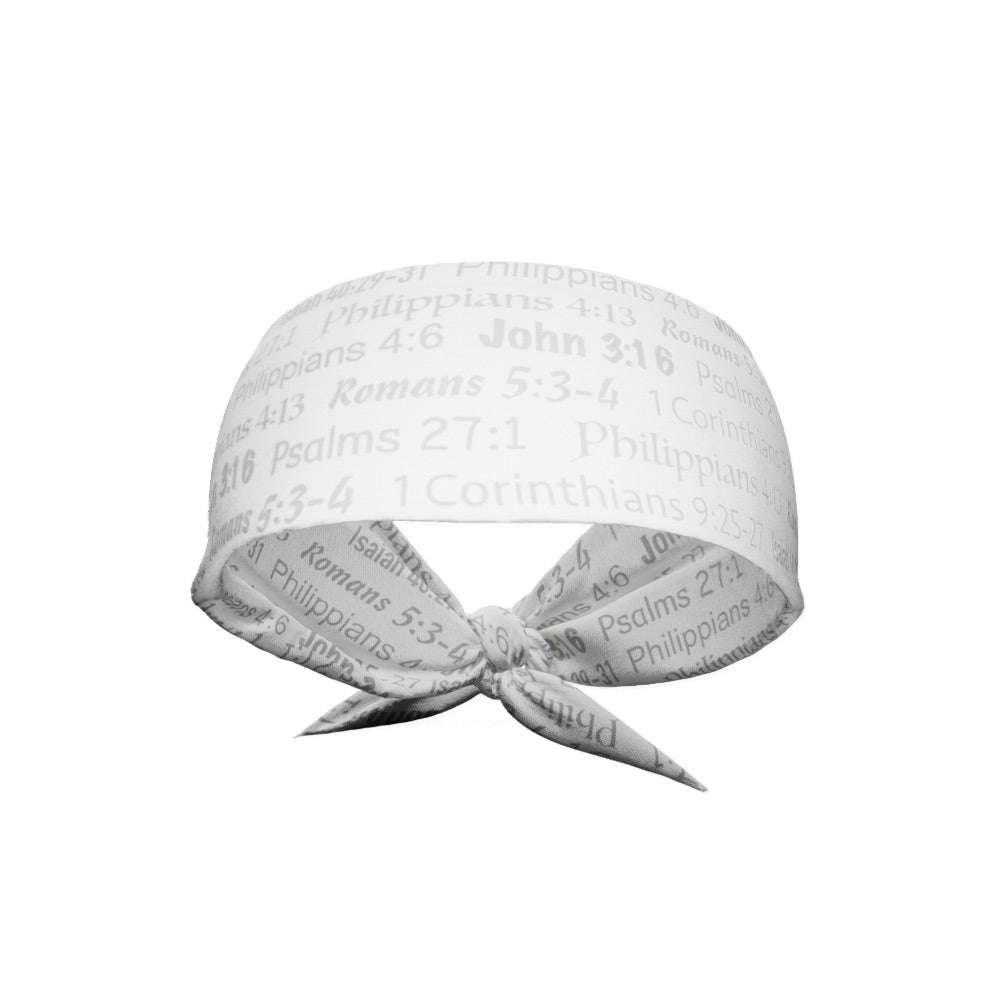 White Bible Verse Tie Headband - Maximum Velocity Sports