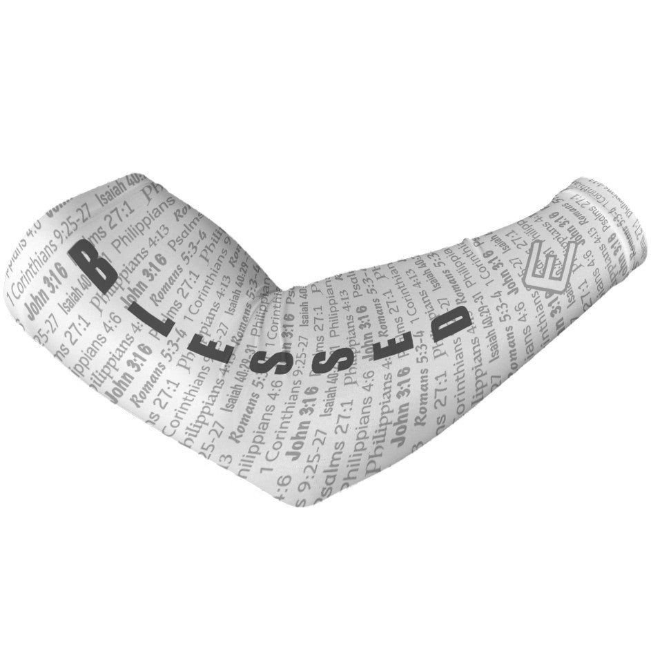 White BLESSED Arm Sleeve - Maximum Velocity Sports