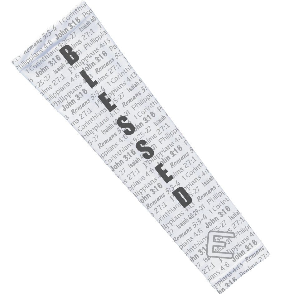 White BLESSED Arm Sleeve - Maximum Velocity Sports